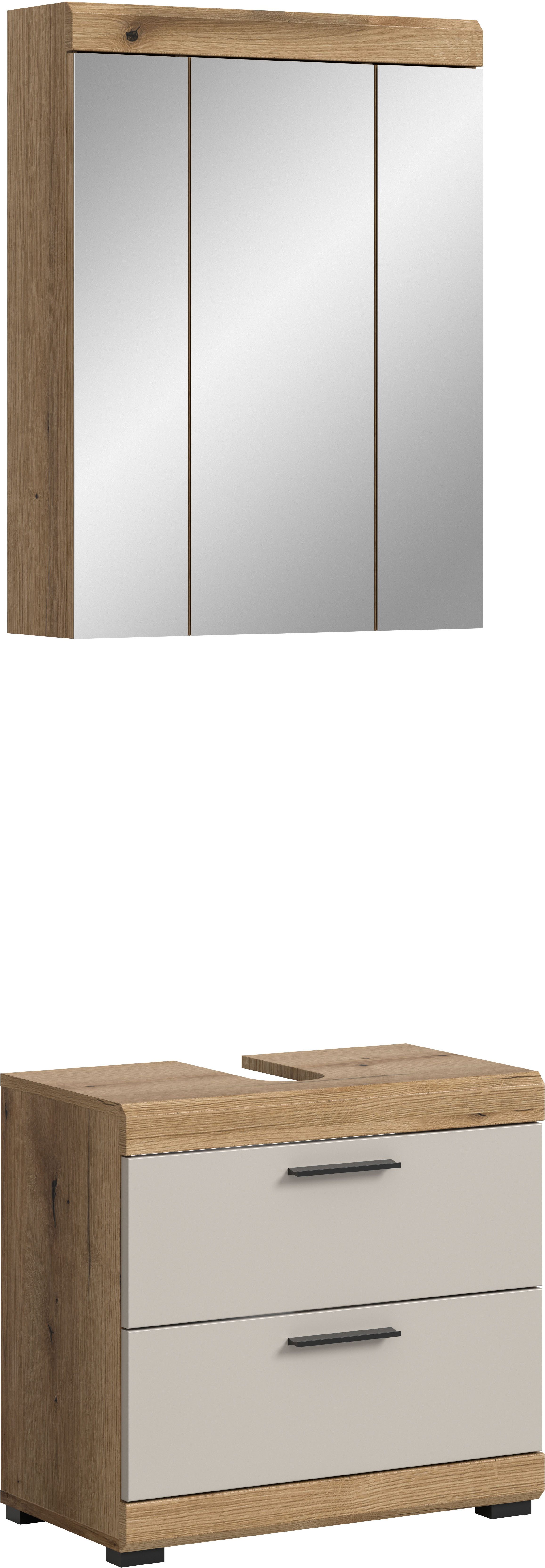 welltime Badmöbel-Set SIENA, 2 tlg., bestehend aus: Waschbeckenunterschrank, Spiegelschrank, (Set, 2-St., TOPSELLER), in verschiedenen Farben erhältlich, Badmöbel, Kombination, Badezimmer