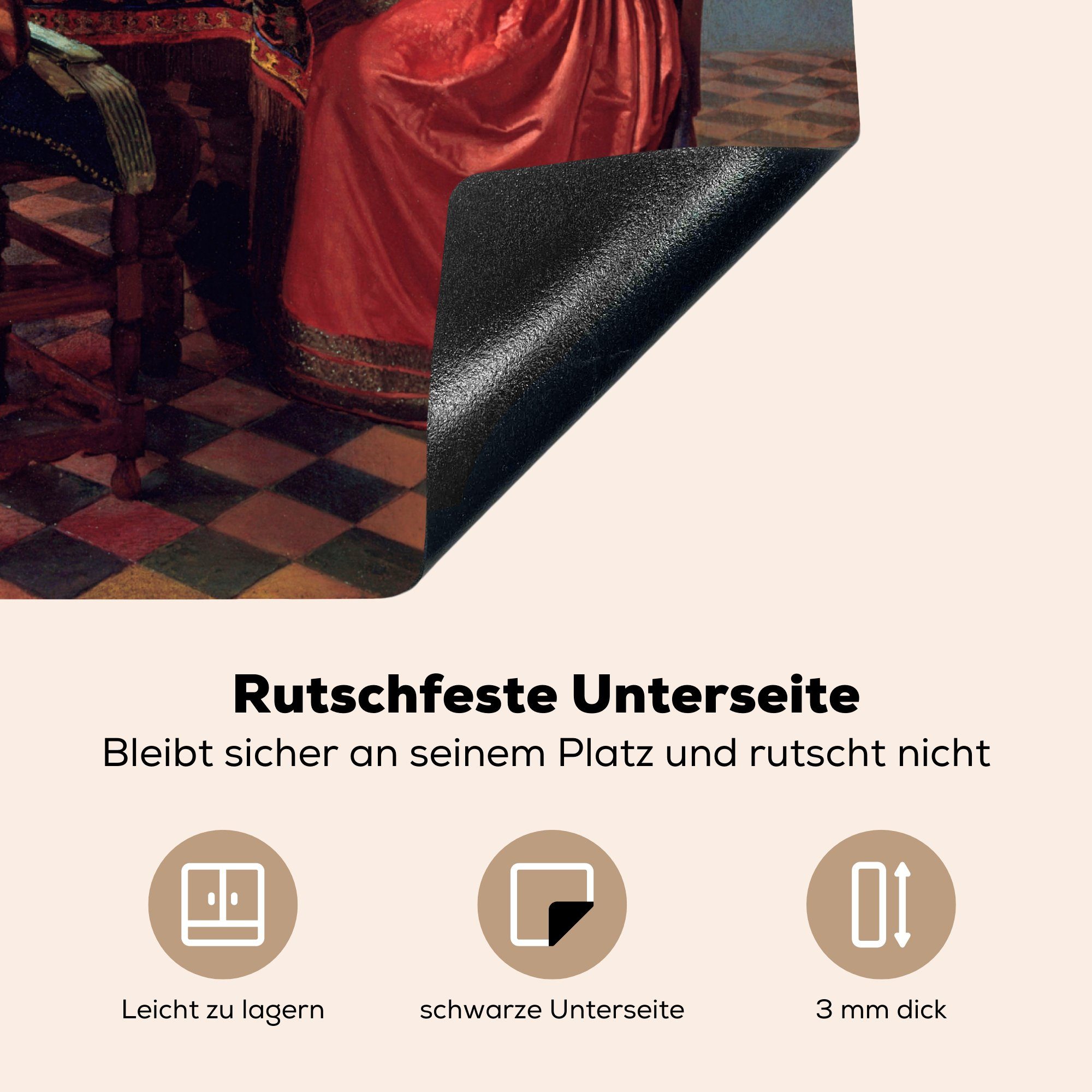 cm, Wein Arbeitsfläche Ceranfeldabdeckung nutzbar, Vinyl, tlg), Glas Johannes Mobile Herdblende-/Abdeckplatte (1 - Vermeer, MuchoWow Das 60x52