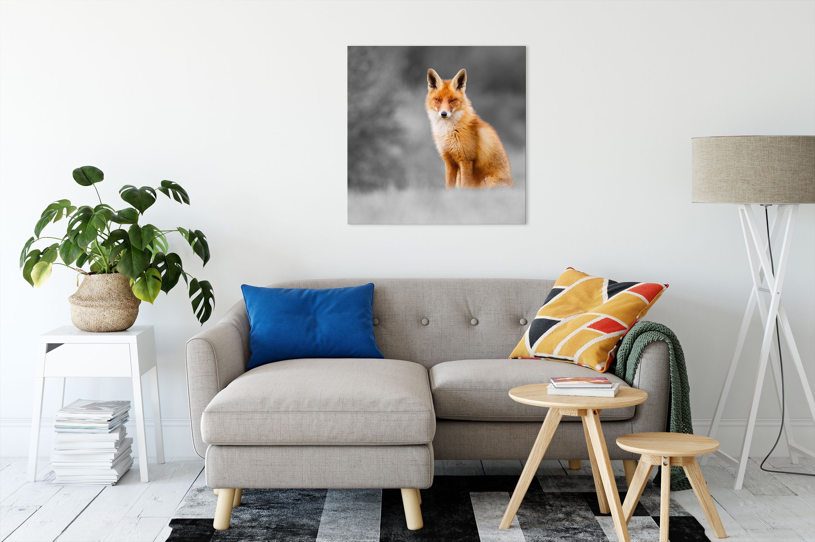 Pixxprint Leinwandbild prachtvoller Fuchs, prachtvoller Leinwandbild Fuchs bespannt, (1 St), inkl. fertig Zackenaufhänger
