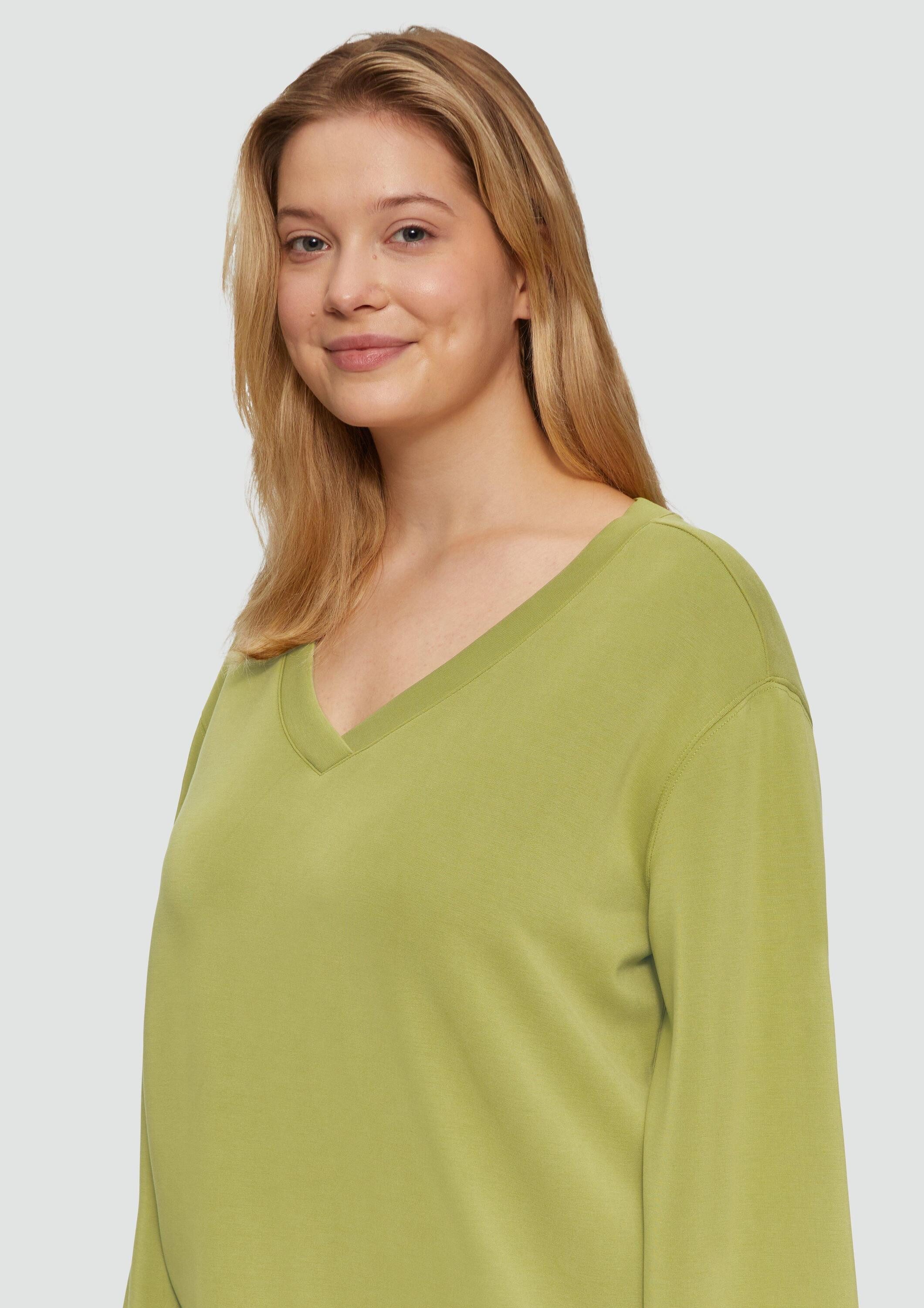 s.Oliver Sweatshirt Sweatshirt Scuba-Sweatshirt mit V-Ausschnitt – Bild 4 von 5