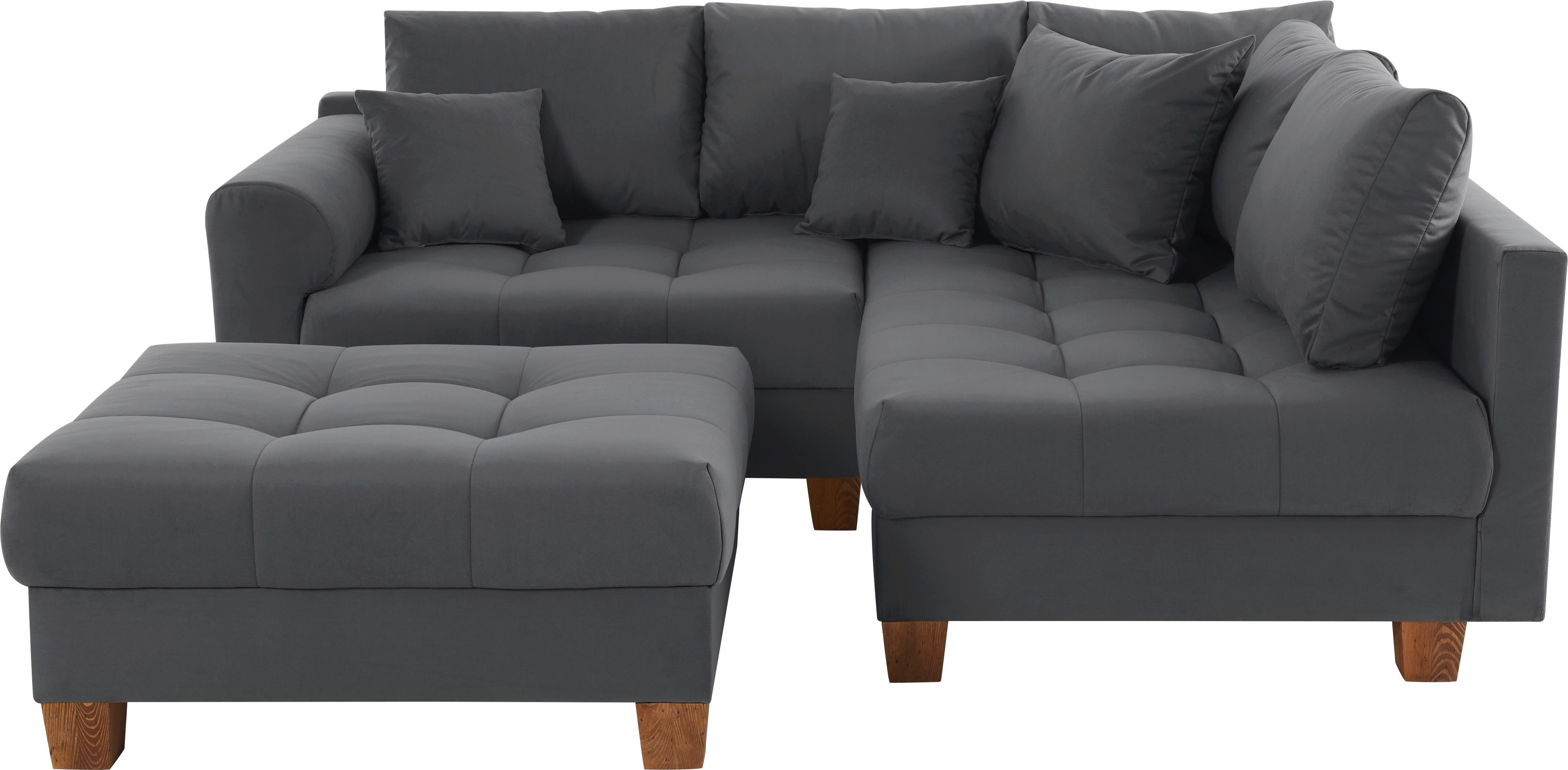 Home affaire Ecksofa Rice L-Form, B: 216 cm, Set, Set: Sofa & Hocker, mit 3 Zierkissen, Federkern
