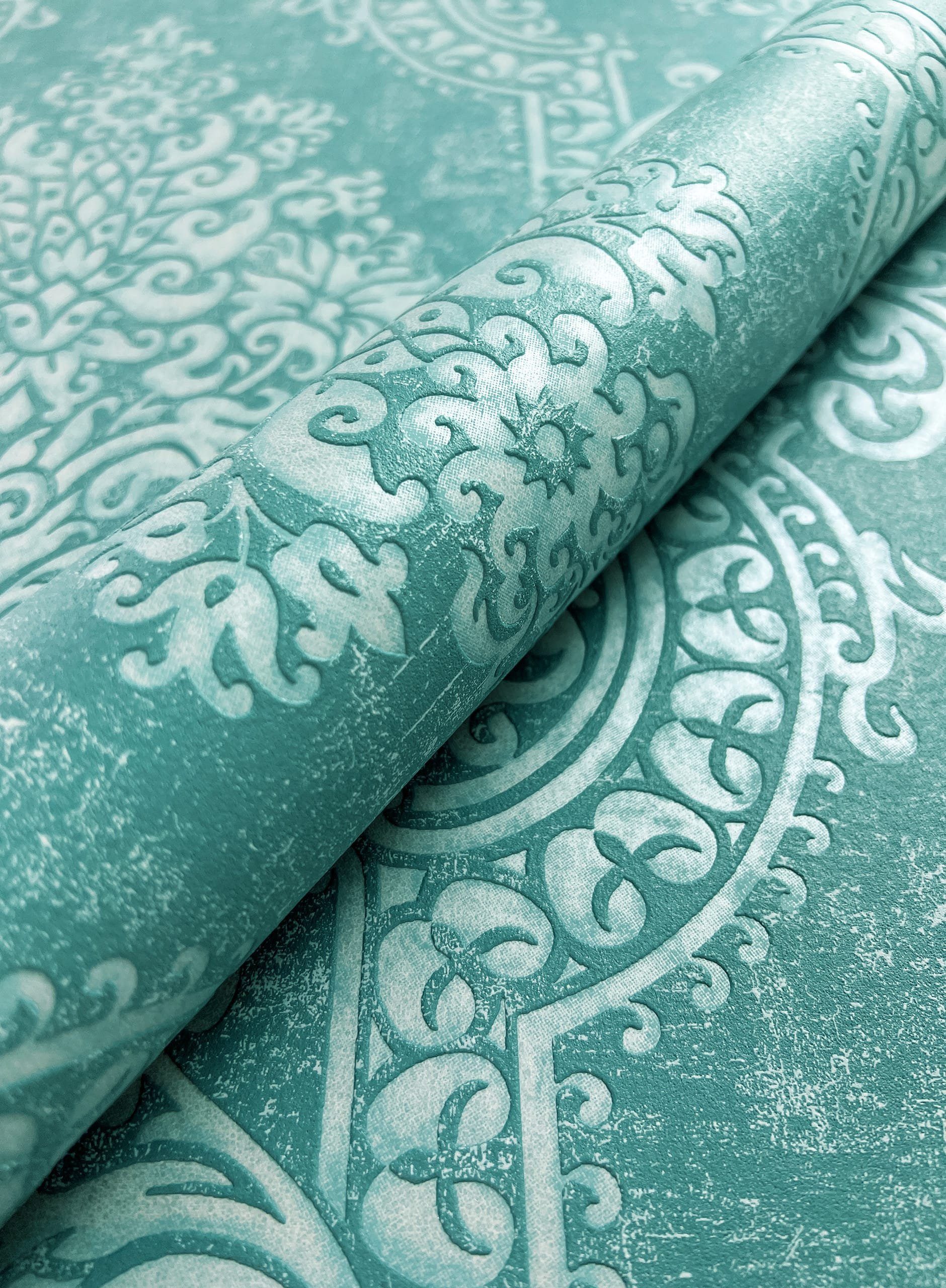 Newroom Vliestapete Roas Tapete Barocktapete Ornament,Prunk, Blau Tapete Ba günstig online kaufen