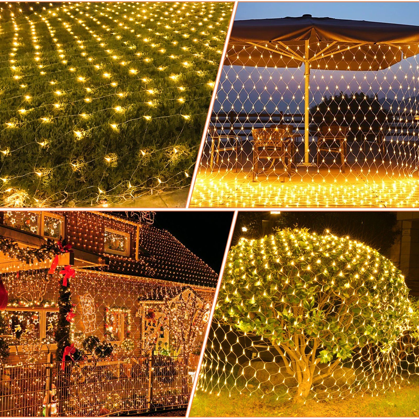 Clanmacy LED-Lichternetz LED Lichternetz Lichterkette Deko Lichtervorhang