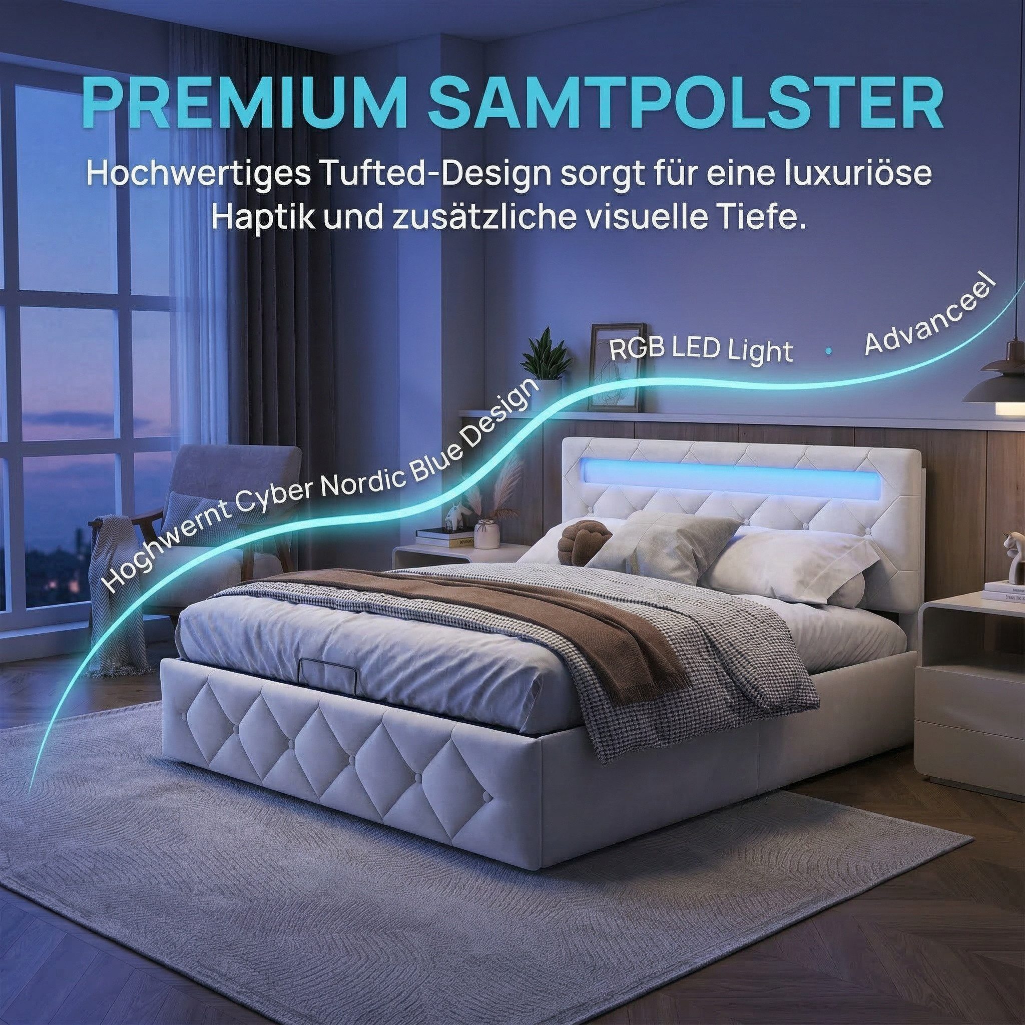 PXloue Stauraumbett Polsterbett mit Stauraum (Hochklappbares Bett 160x200 c günstig online kaufen