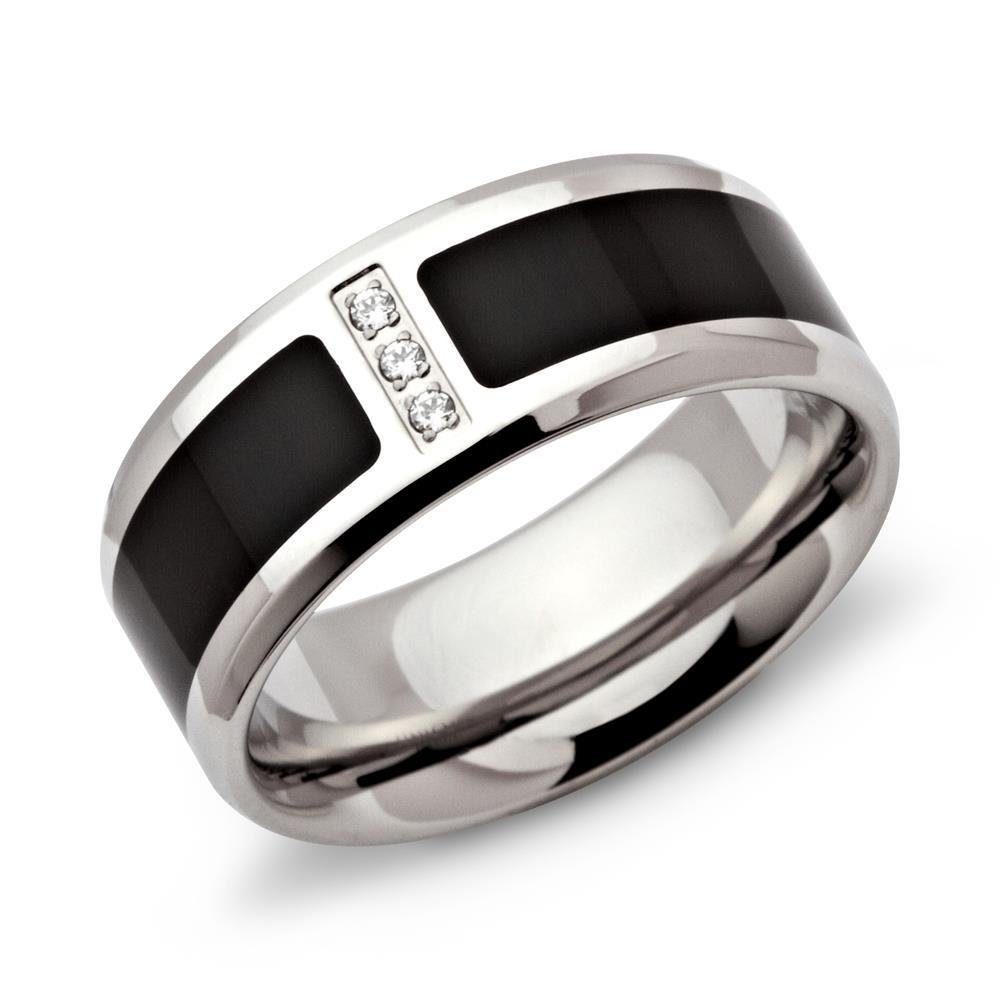 Unique Fingerring Unique Edelstahlring Ionic Black Plating Zirkonia R9089cz