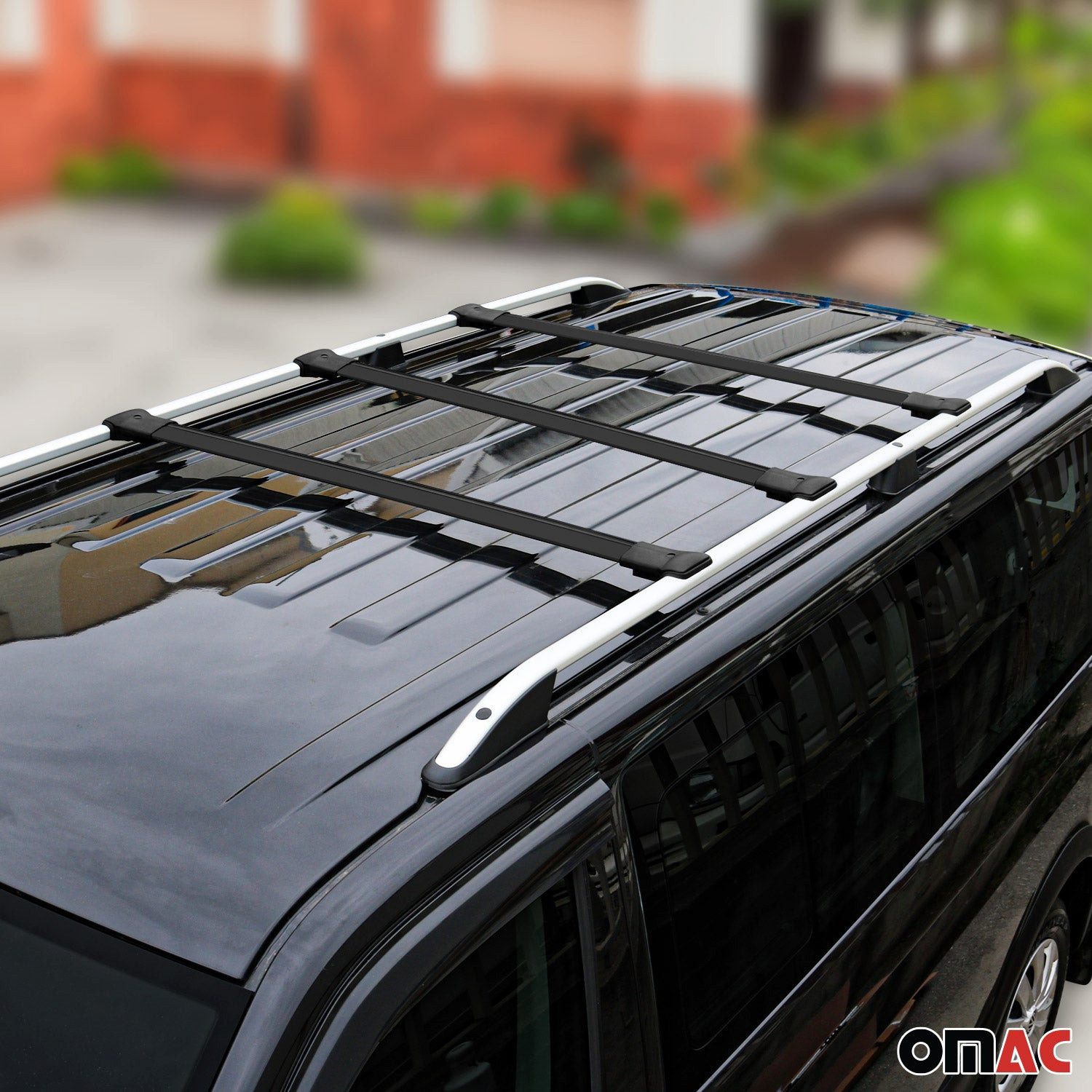 OMAC Dachträger Gepäckträger für VW Transporter T5 Caravelle Multivan Alu Schwarz 3x (3-St), Wasserbeständig,Abnehmbar,Multifunktional,Leichtgewichtig