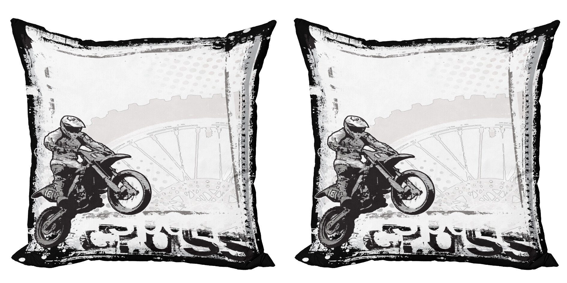 Kissenbezüge Modern Accent Doppelseitiger Digitaldruck, Abakuhaus (2 Stück), inspirativ Motocross Racer