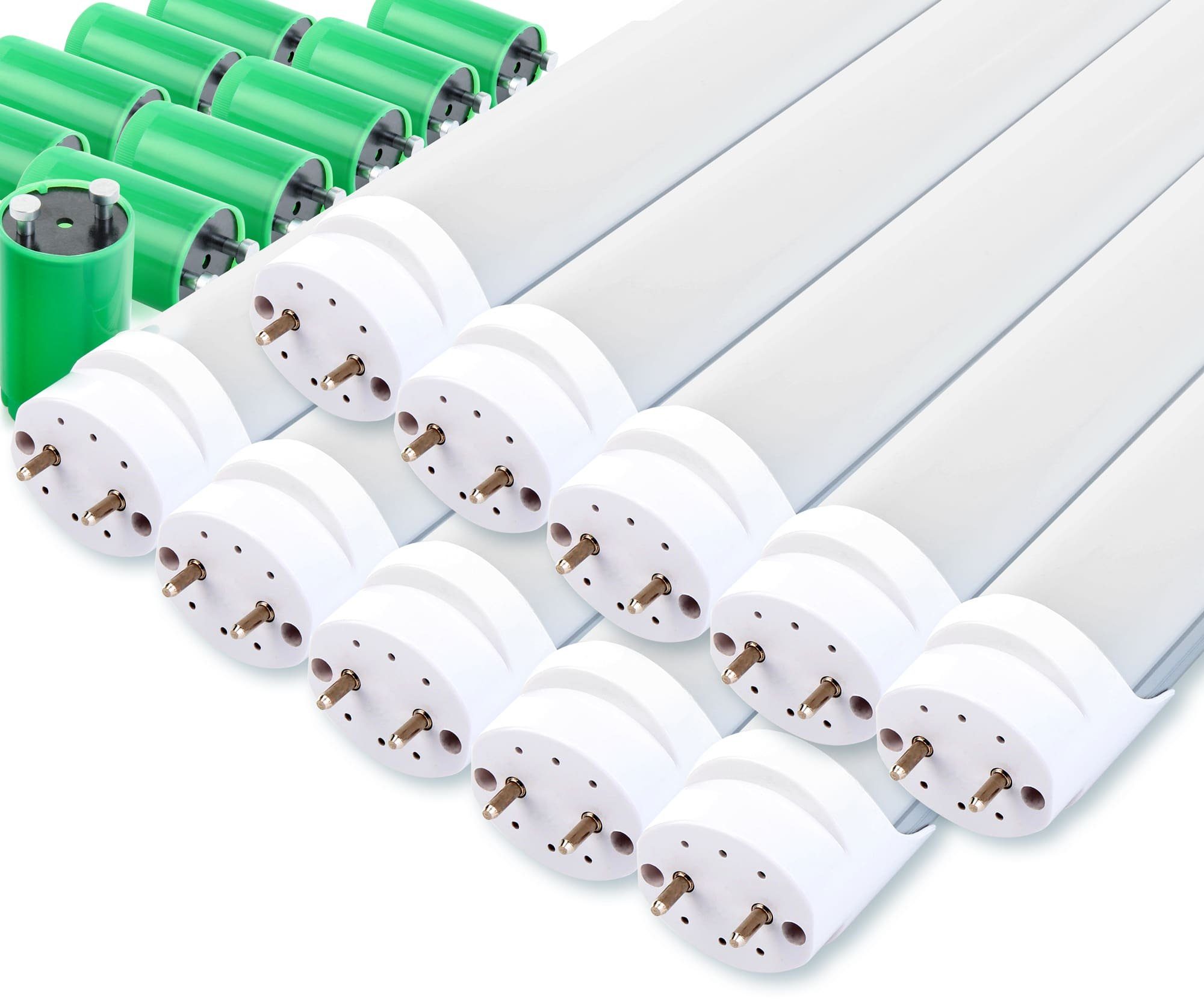 Showlite LED-Leuchtmittel LED Röhre 150 cm - 2300 Lumen, 4500 Kelvin, Tageslichtweiß, 24 W, G13, 10 St., Tageslichtweiß, mit Aluminumgehäuse und Starter