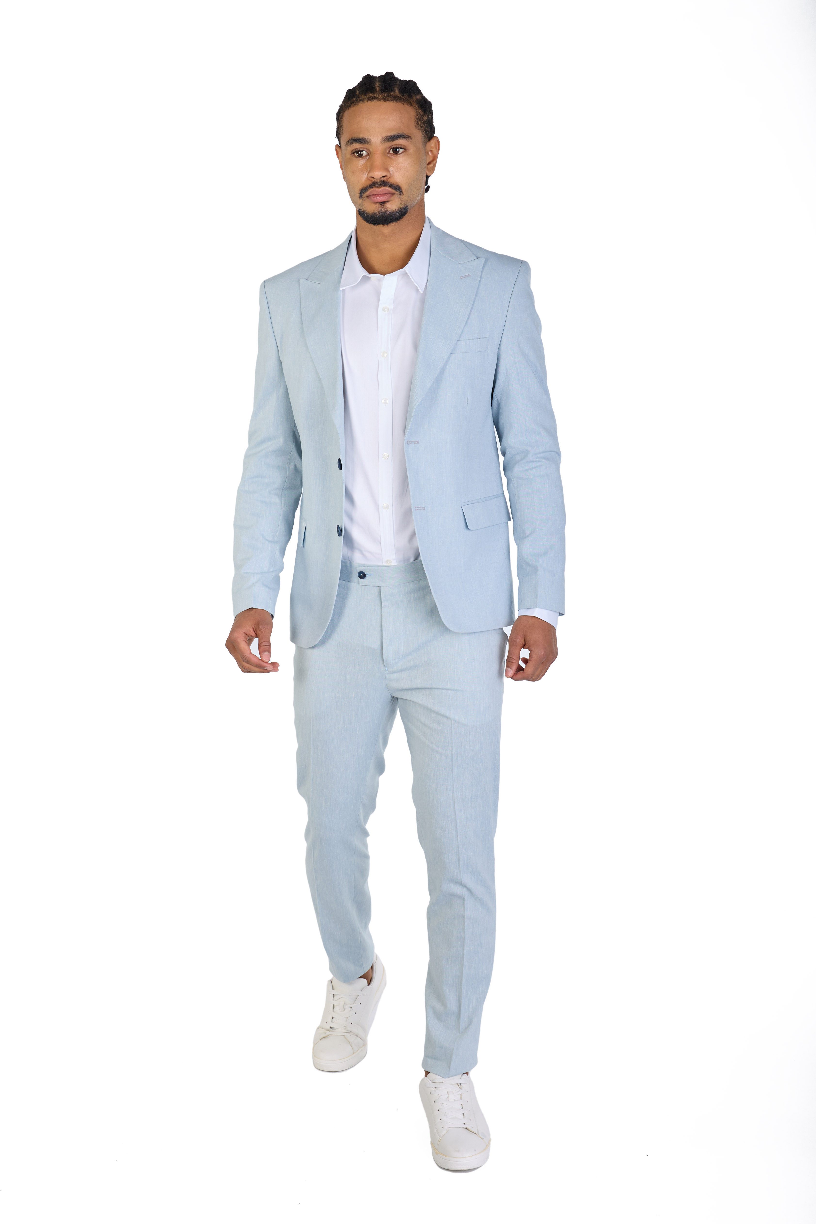 Denim Distriqt Anzug Herren Slim Fit Anzug mit Leinen-Anteil (2-tlg) günstig online kaufen