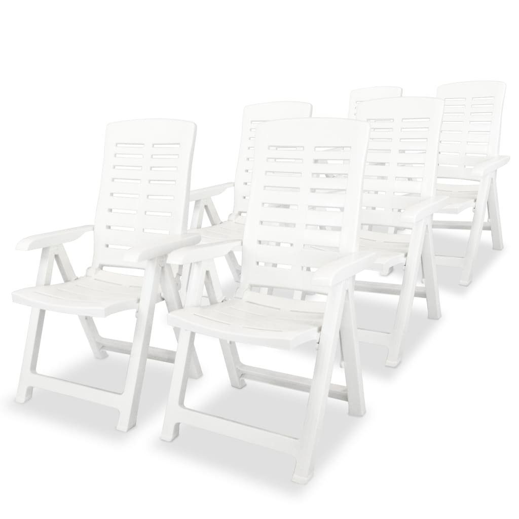 6 Gartenstuhl furnicato Weiß Kunststoff Garten-Liegestühle Stk.