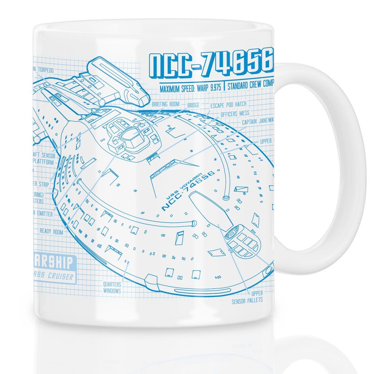 style3 Tasse, Keramik, NCC-74656 Voyager Kaffeebecher Tasse star trek trekkie enterprise raumschiff kathryn janeway
