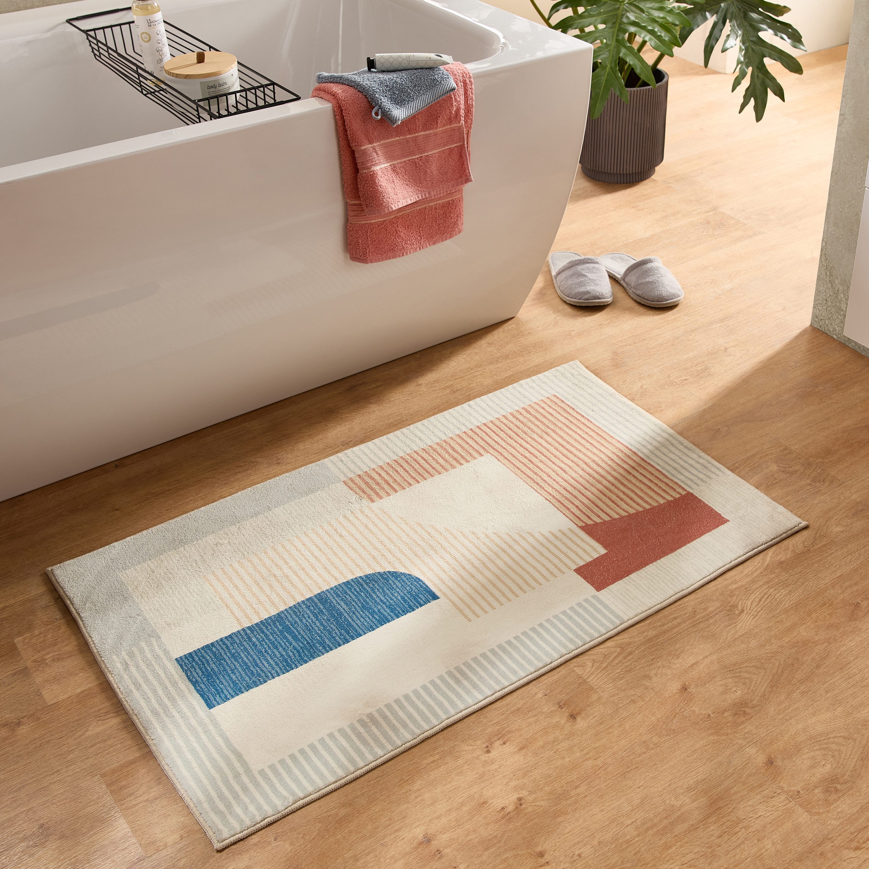 Gino Falcone Badematte Ariella GF-144, Höhe 7 mm, rutschhemmend beschichtet, fußbodenheizungsgeeignet, Polyester, rechteckig, Badteppich, bedruckt, modernes Design, weich & kuschelig