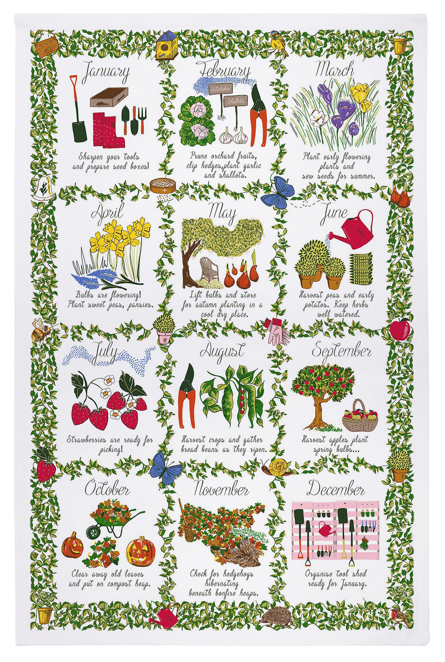 Ulster Weavers Geschirrtuch Gardeners Calendar, (1-tlg., 1-teilig), 100% Baumwolle 48x74cm Küchentuch