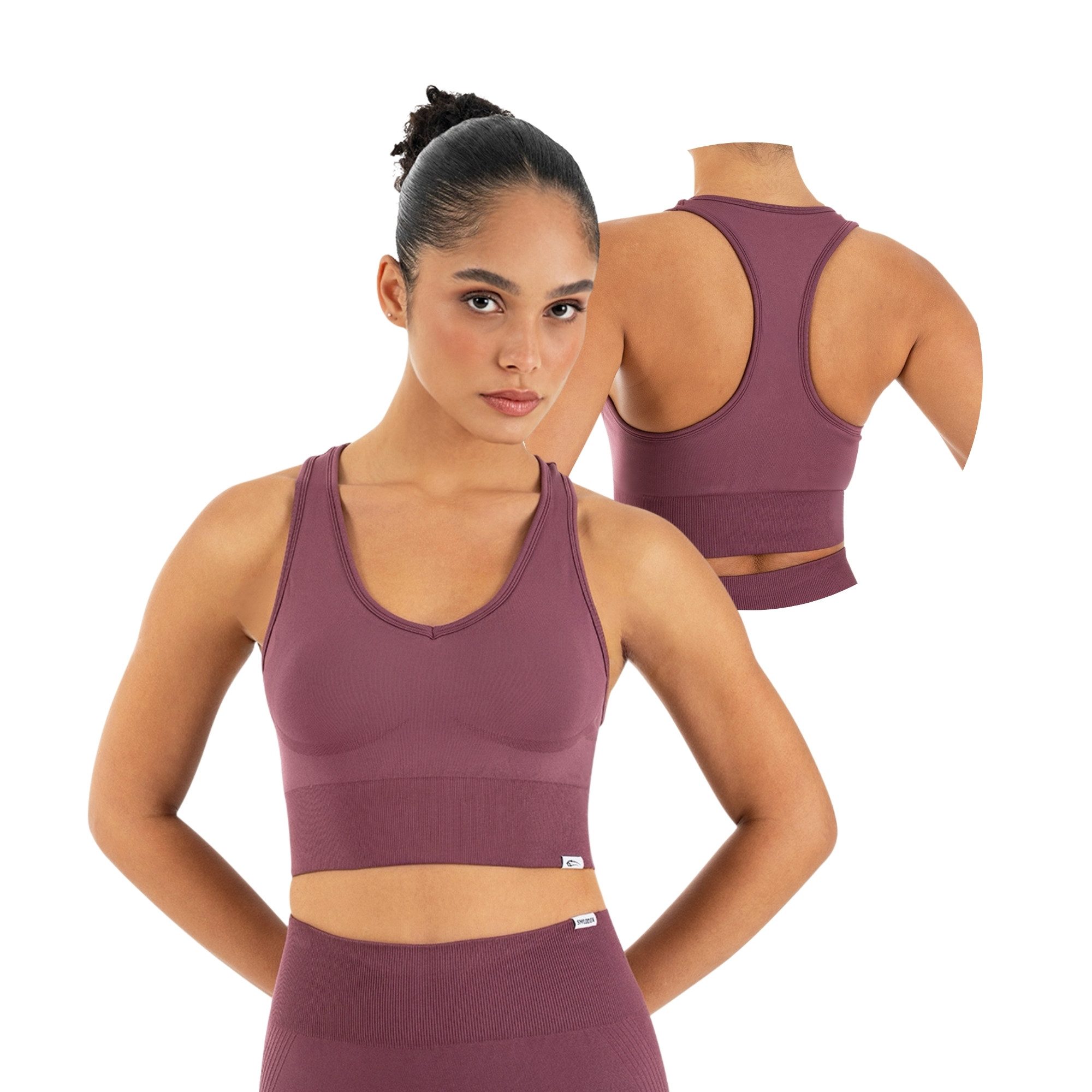 Smilodox Sport-BH Vonda, Sport Top Damen, Gym-BH für Workouts,Training & Yoga V-Ausschnitt, Seamless, Shaped Fit, Support-Bund, elastisch
