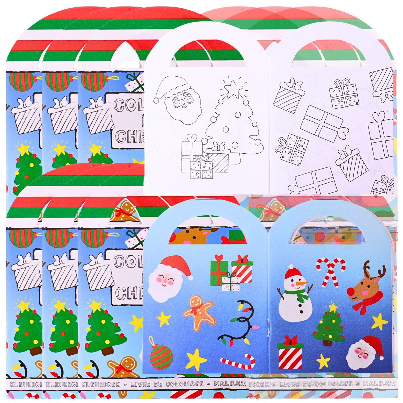 TE-Trend Stickerbuch 12 Stück Weihnachten Motiv Malheft Ausmalheft Set mit je 15 Sticker (12-St., 16 Seiten), mit 15 Weihnachts-Stickern