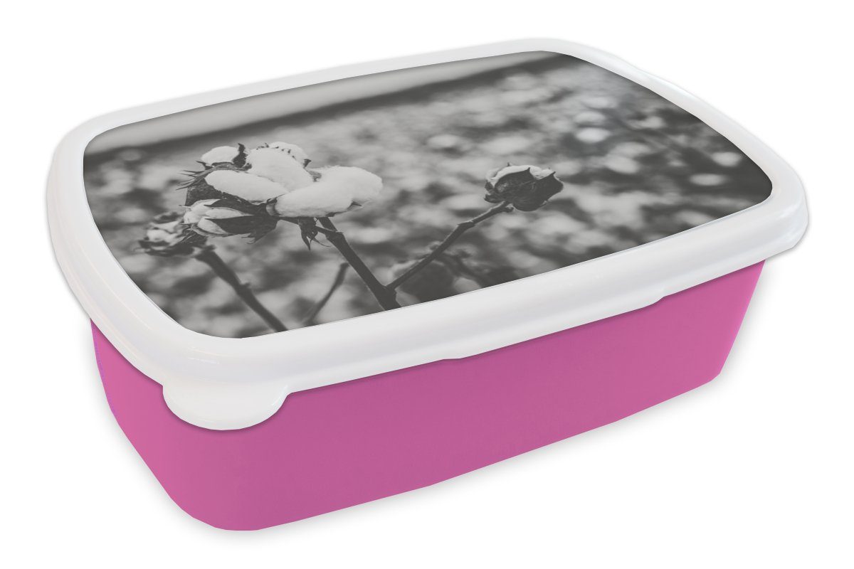 - - Mädchen, - Schwarz MuchoWow Brotdose Brotbox Pflanzen für Snackbox, Kunststoff Weiß, (2-tlg), Kunststoff, Baumwolle Erwachsene, rosa Lunchbox Kinder,