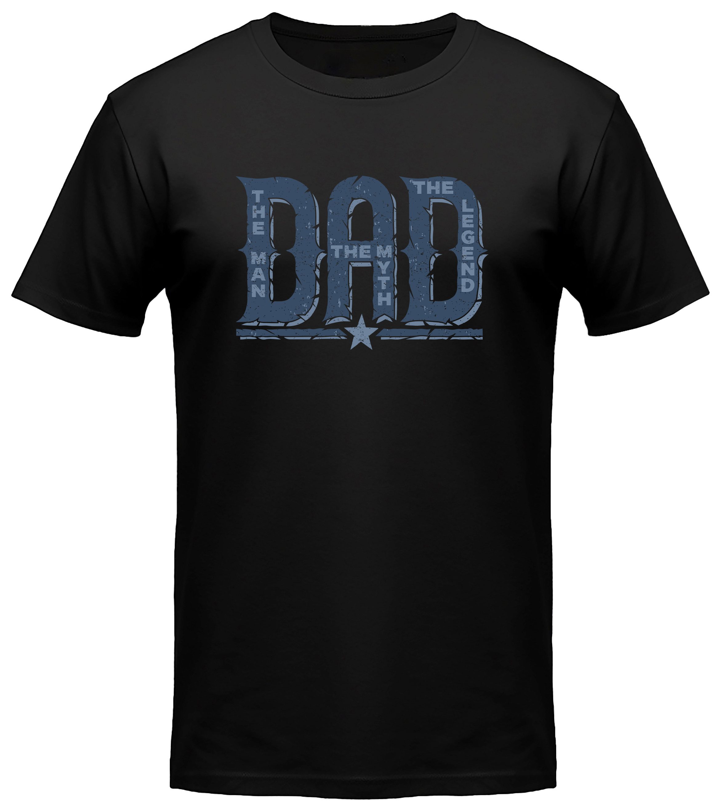 MyDesign24 T-Shirt Dad - The Myth the legend Vatertag T-Shirt schwarz kurzarm Regular Fit i839