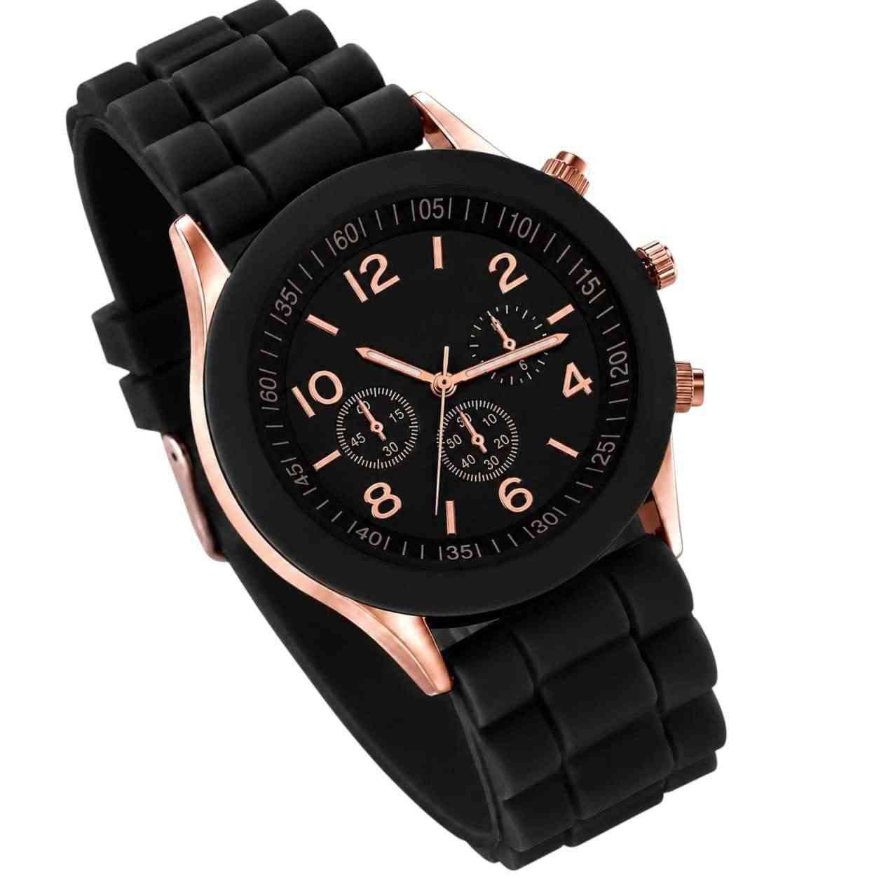 Taffstyle Quarzuhr Damen Uhr Silikon Armbanduhr Chrono Look Roségold leicht elegant, (Modische Damenarmbanduhr mit weichem Silikonarmband, roségoldfarbenen Details und angenehmem Tragekomfort in verschiedenen Farben)