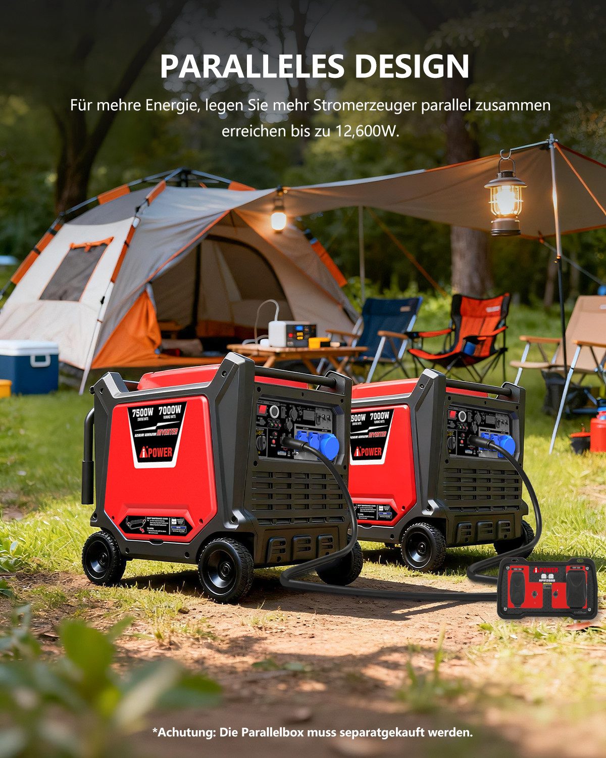 A-iPower SC8000i generator, 7.5 kW (petrol-powered generator, emergency power supply, 4-stroke engine, quiet, ATS available), with 230V 16A / 32A sockets