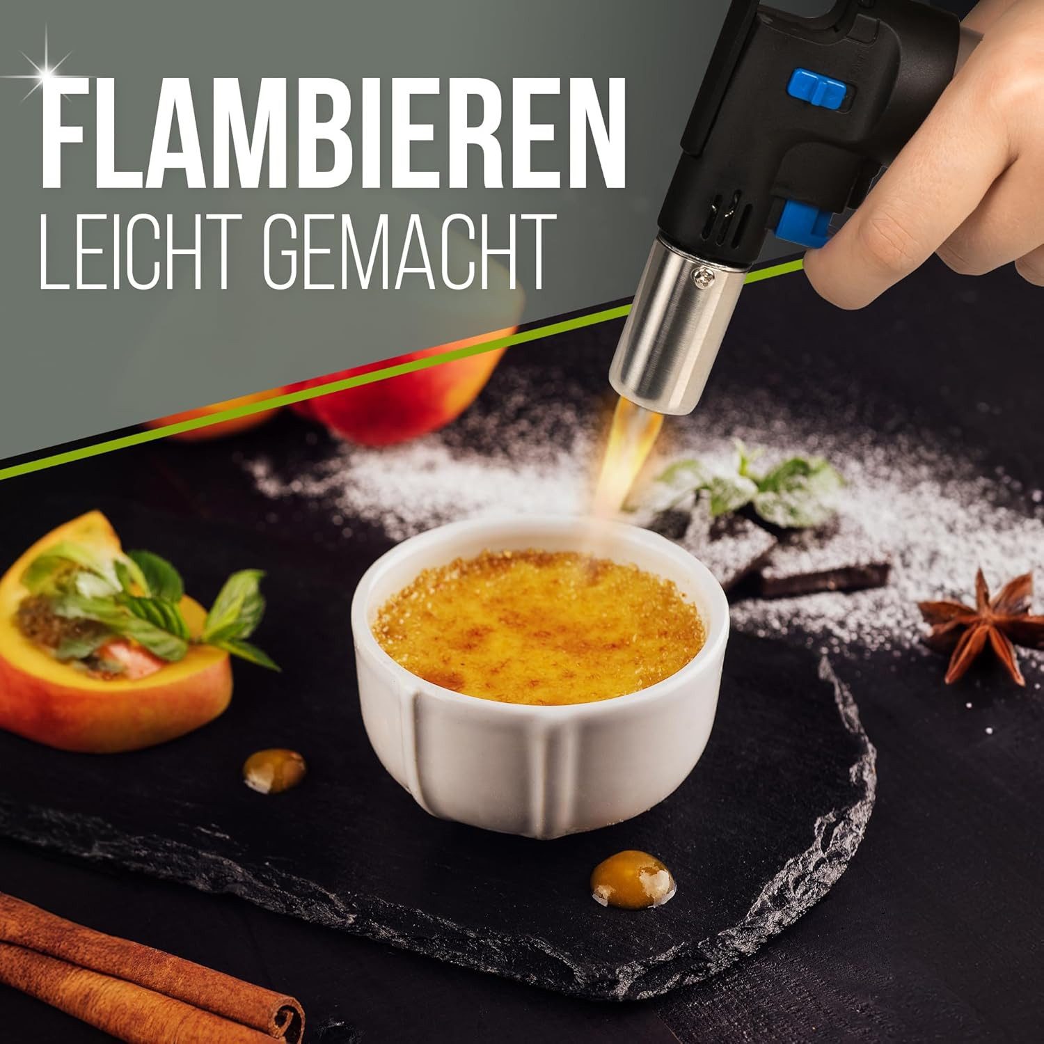 STAHLMANN Flambierbrenner Flambierbrenner [1300 °C] Küchenbrenner inkl. 2 x 300 ml Butangas, 1.300 °C · Dauerflamme · Regulierbar · 2 x 300 ml Gas inkl. – Bild 2 von 5
