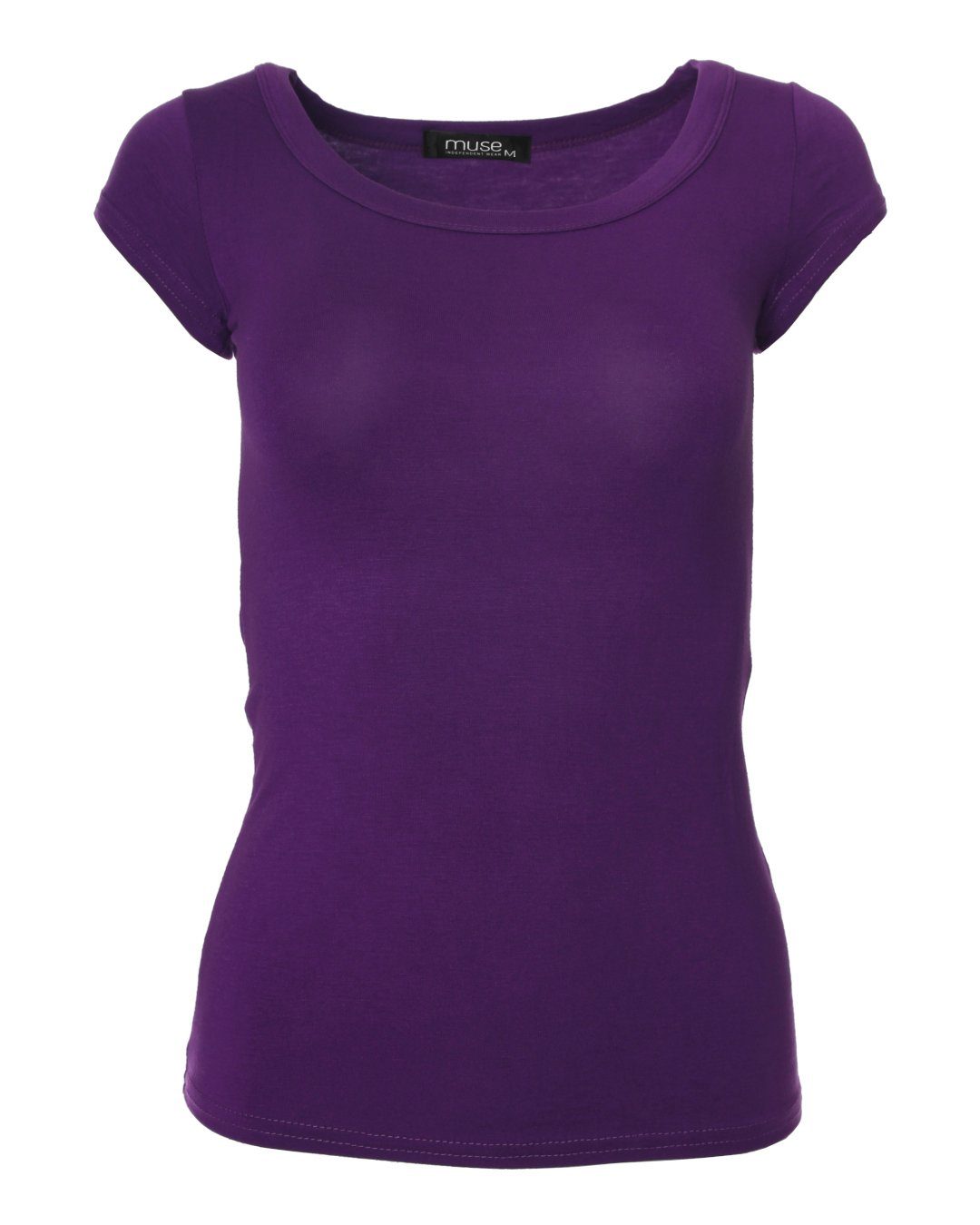 T-Shirt Kurzarm Muse Fit T-Shirt violett Basic Skinny 1001