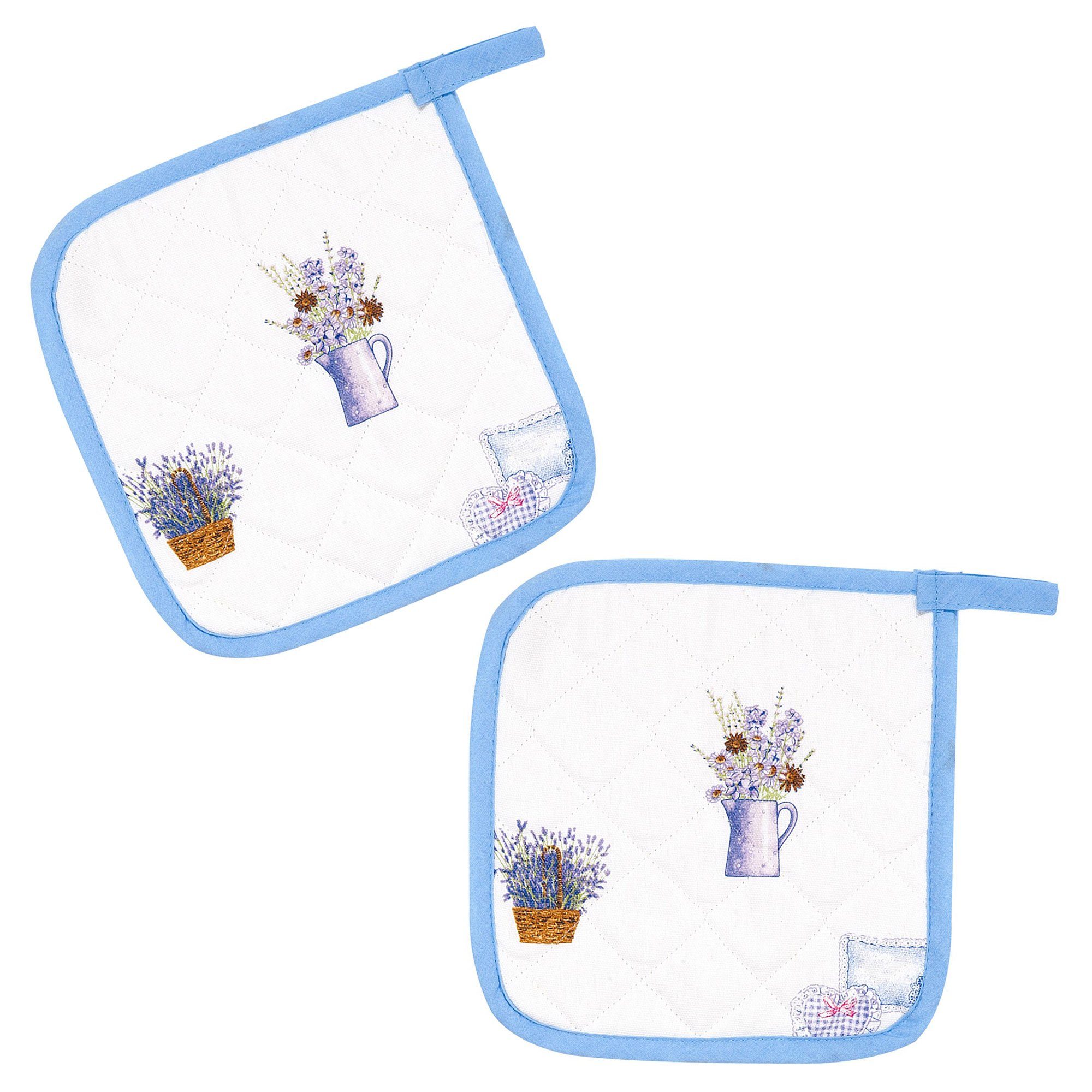 Kracht Topflappen Lavendelkörbchen, (Set, 2-tlg., Set), 2er Set Topflappen, wattiert, ca. 22x22 cm