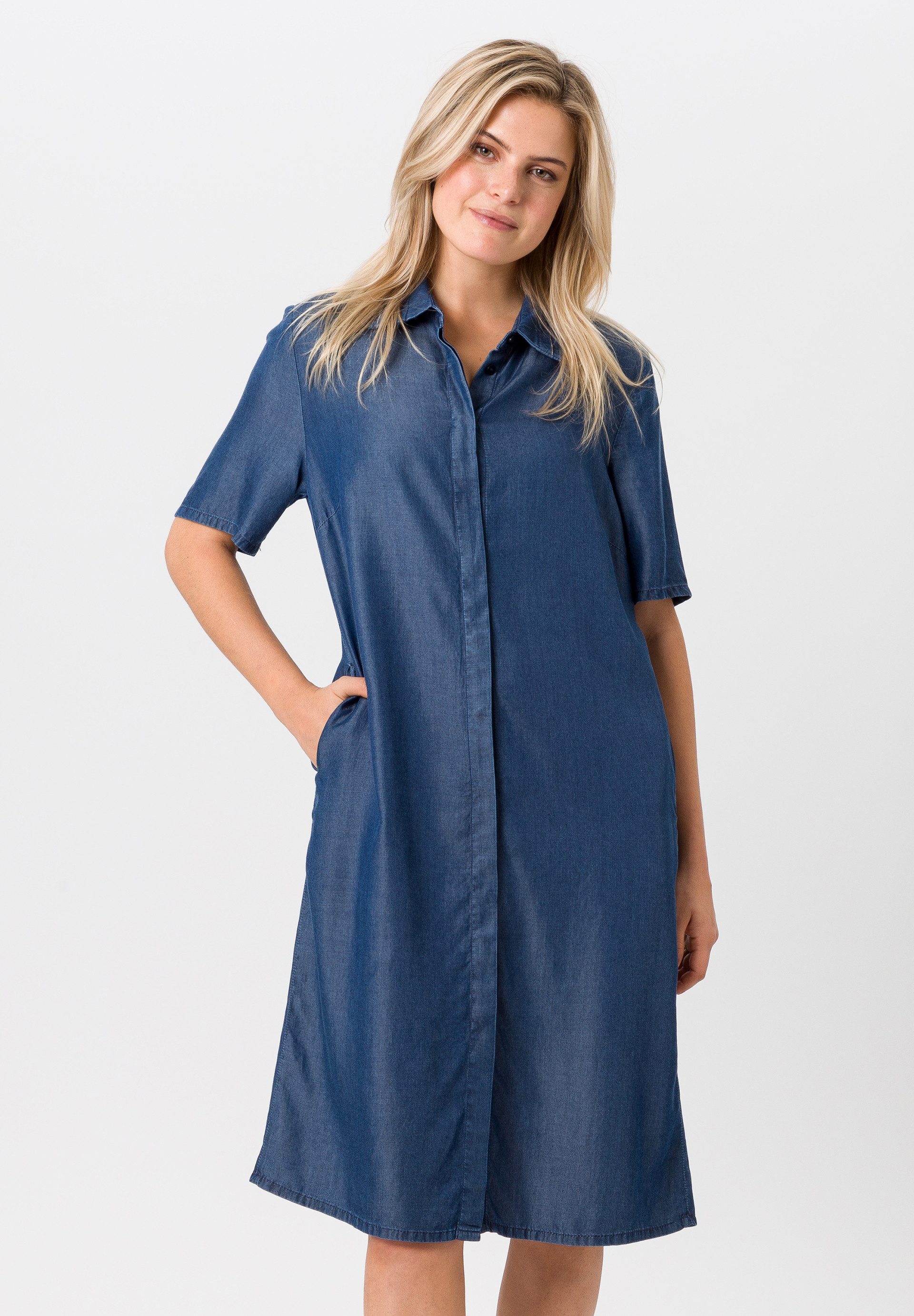 Jeanskleid mit verdeckter Knopfleiste