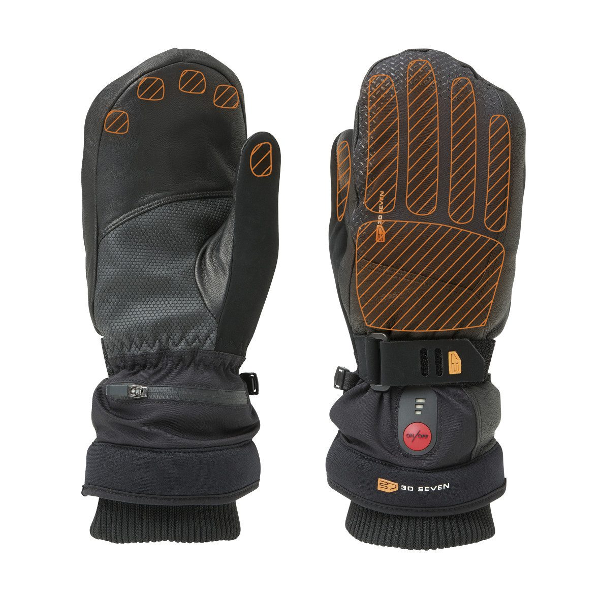 30seven Fäustlinge beheizte Fäustlinge, extra warm - schwarz 7,4V Set inkl. 2 Akkus & Doppelladegerät