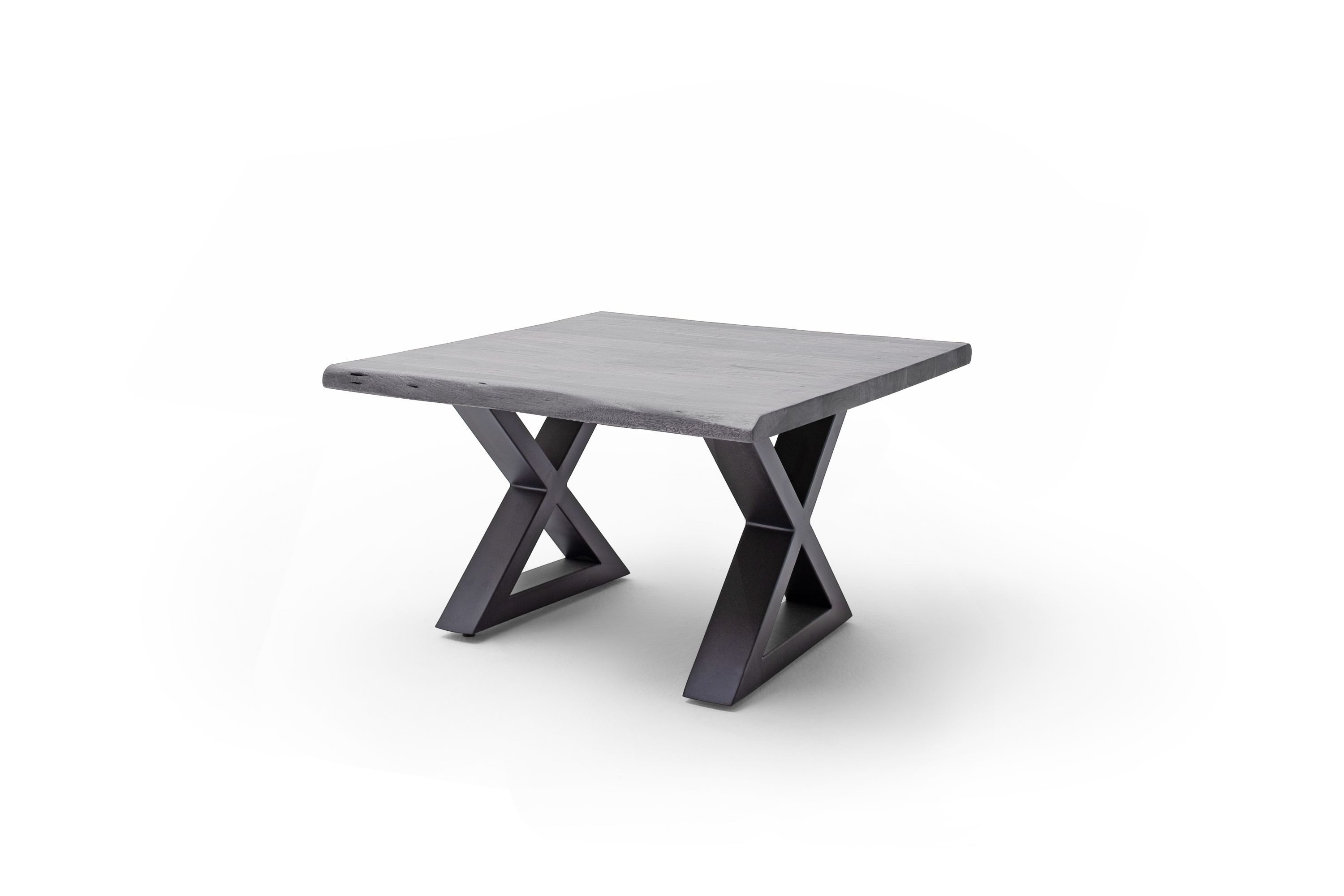 Robas Lund Couchtisch, Couchtisch Akazie Grau m. X-Gestell anthrazit lackiert 75x45x75 cm