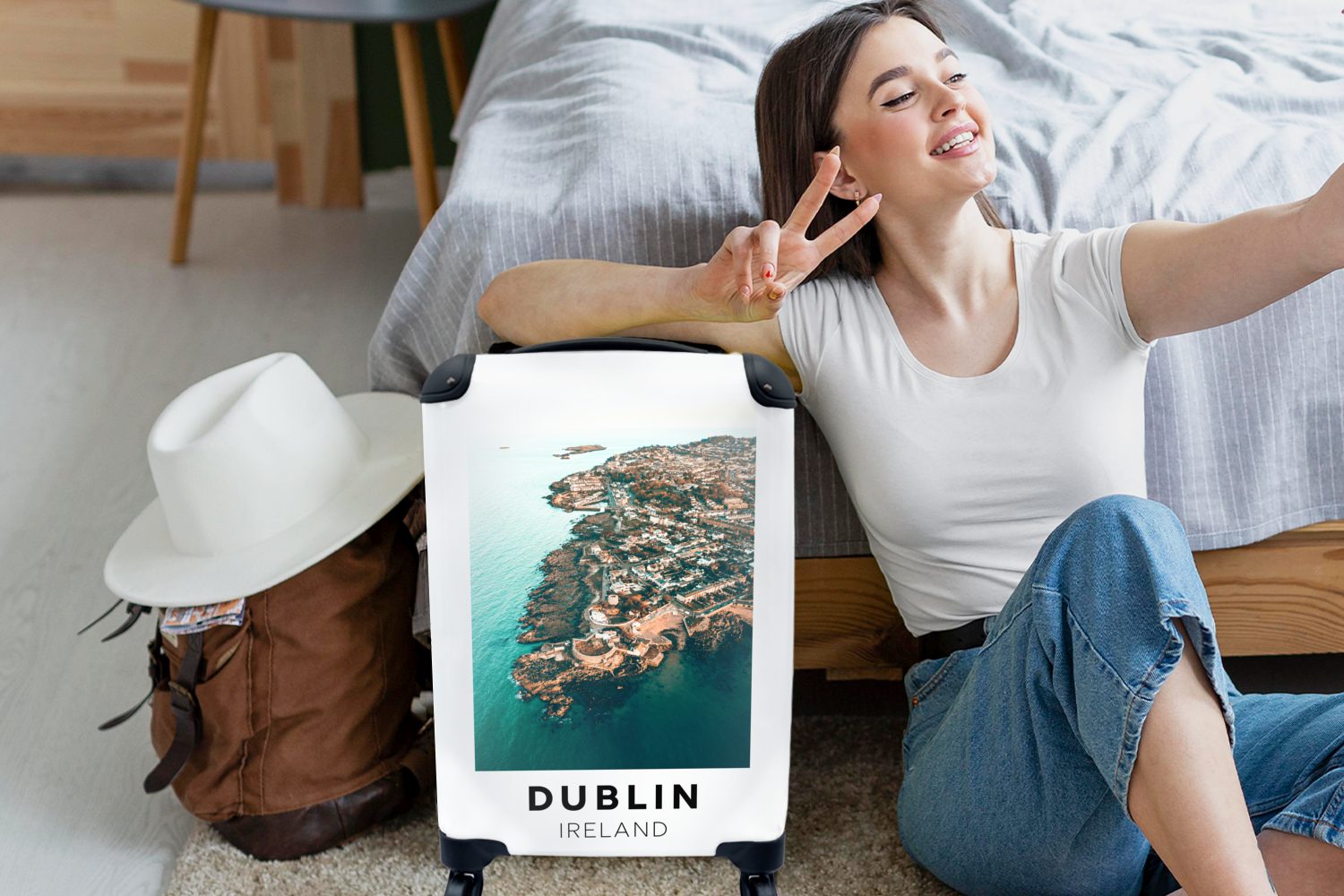 Handgepäckkoffer mit für rollen, Meer, Trolley, MuchoWow Ferien, - Irland Rollen, 4 - Handgepäck Reisekoffer Dublin Reisetasche