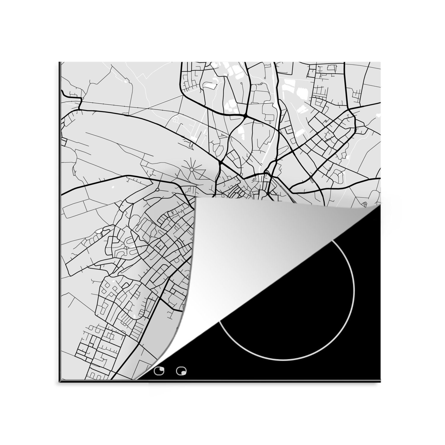 MuchoWow Herdblende-/Abdeckplatte Stadtplan - Kleve - Karte - Deutschland - Karte, Vinyl, (1 tlg), 78x78 cm, Ceranfeldabdeckung, Arbeitsplatte für küche