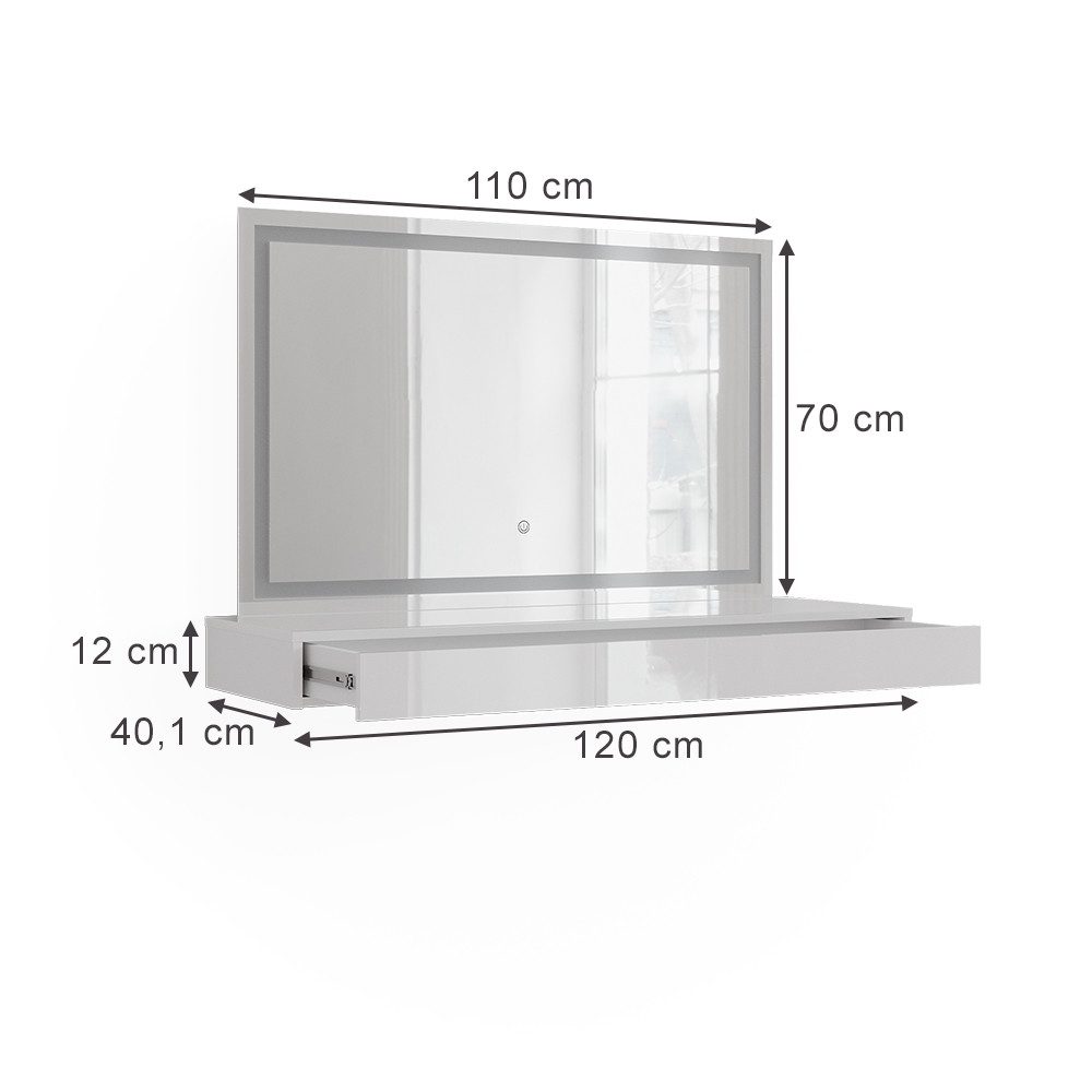 Vicco Schminktisch Sherry, Weiß, 120 cm 2 Teile (2-St)