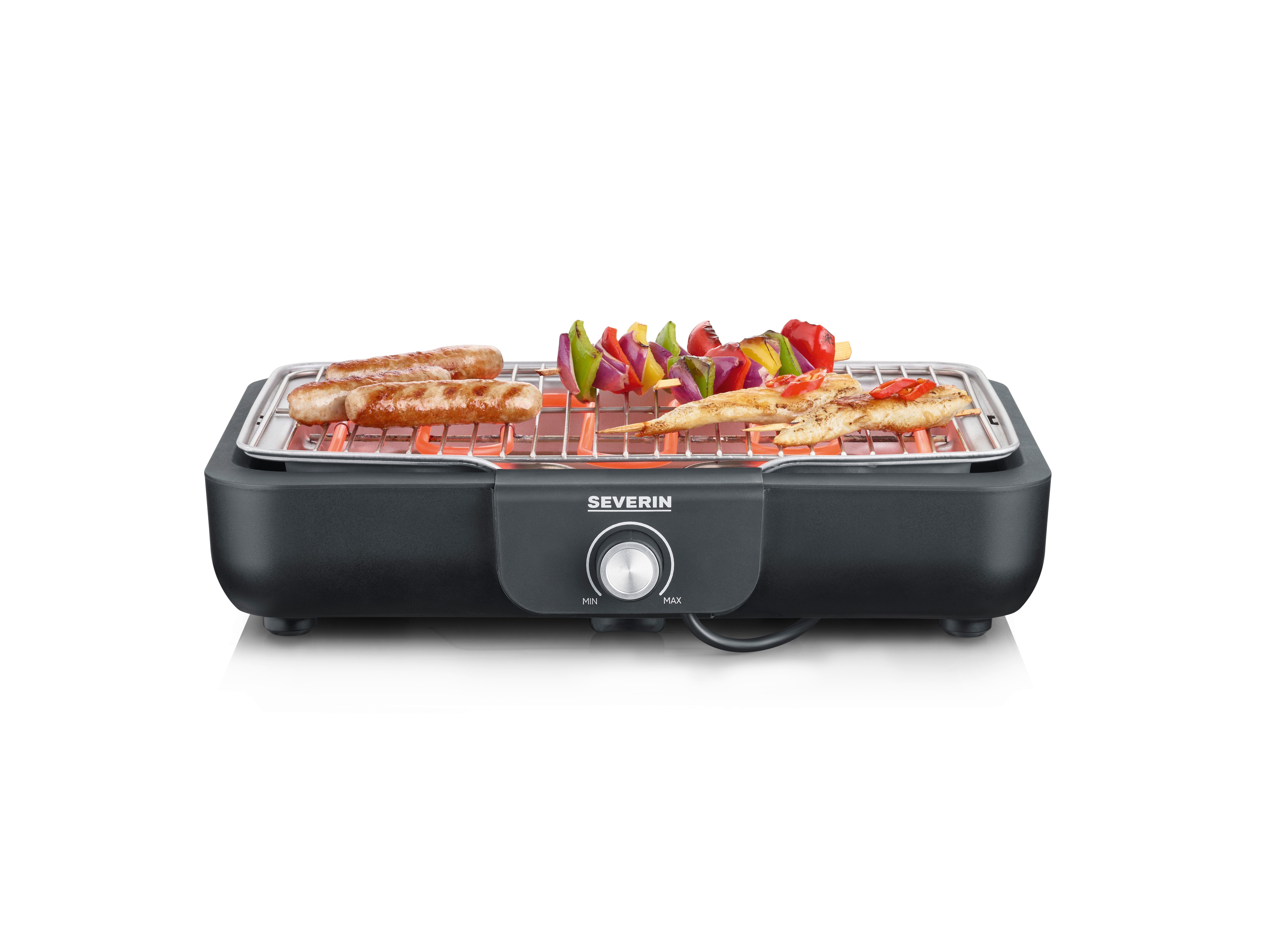 Severin Elektrogrill PG 8554, 2200 W, Edelstahl-Grillrost Tischgrill, Indoor & Outdoor, schnelle Aufheizzeit