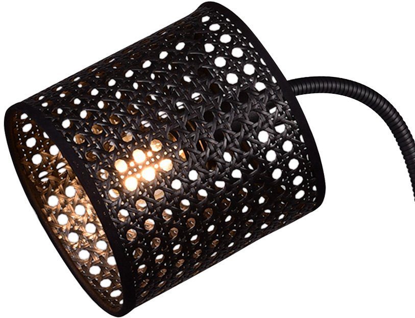 Leonique Stehlampe Jules, Ein-/Ausschalter, ohne mit matt schwenkbar Leuchtmittel, Wiener Geflecht schwarz Leuchtenhals Stehleuchte Lampenschirm