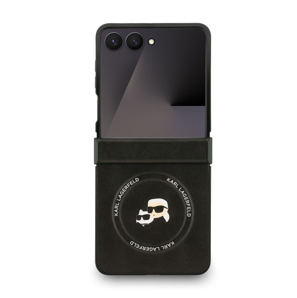 KARL LAGERFELD Handyhülle Galaxy Z Flip7 MagSafe Kunstleder schwarz 6,9 Zoll, Kantenschutz