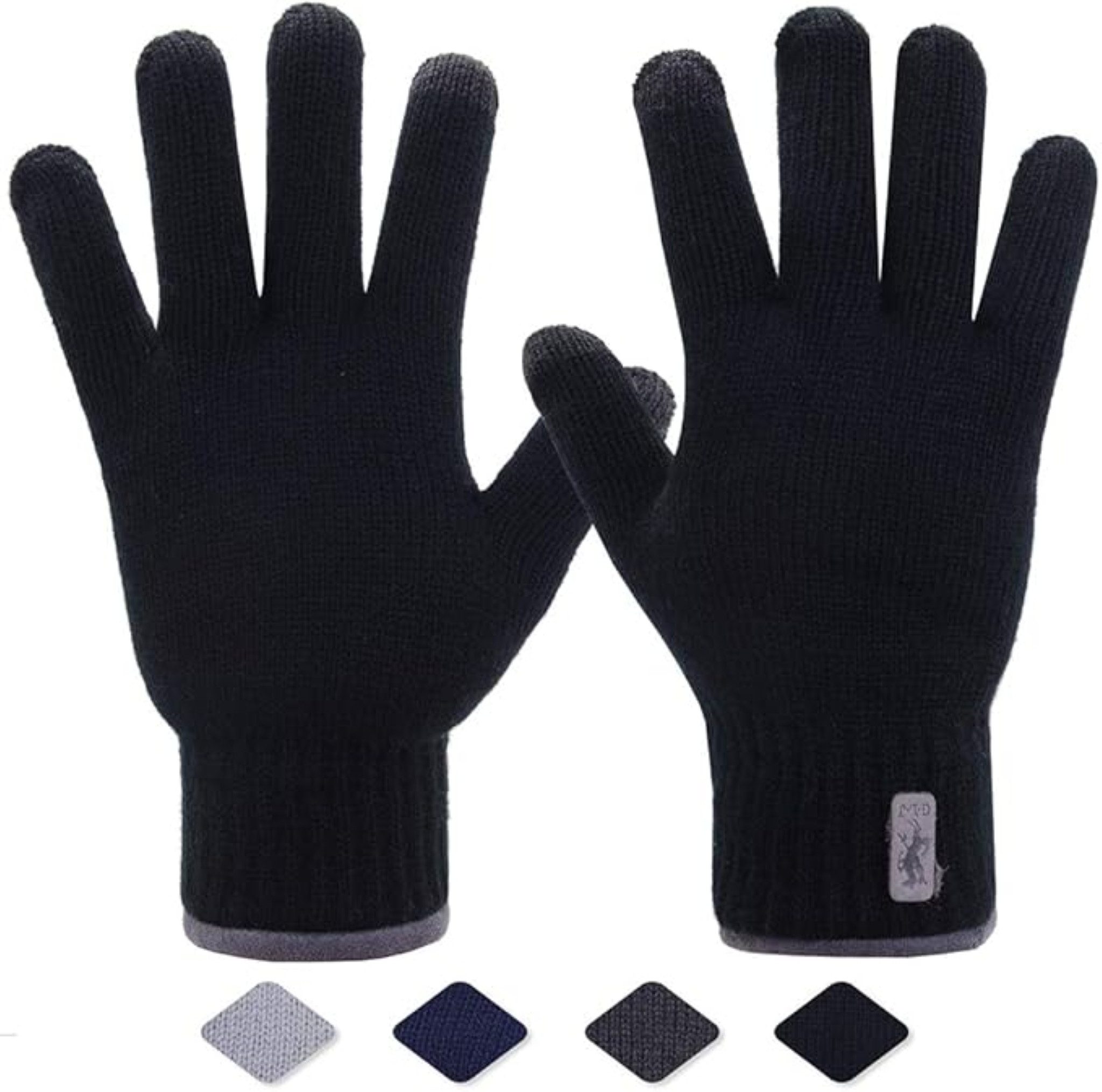LA CUTE Strickhandschuhe Herren Winterhandschuhe mit Touchscreen und Kaschmir-Innenfutter (Thermo-Winterhandschuhe für Outdoor, Sport und Alltag, 1 Paar winddichte Winterhandschuhe mit Touchscreen-Funktion) Winddicht, Touchscreen-fähig, rutschfest, warmes Kaschmir-Innenfutter