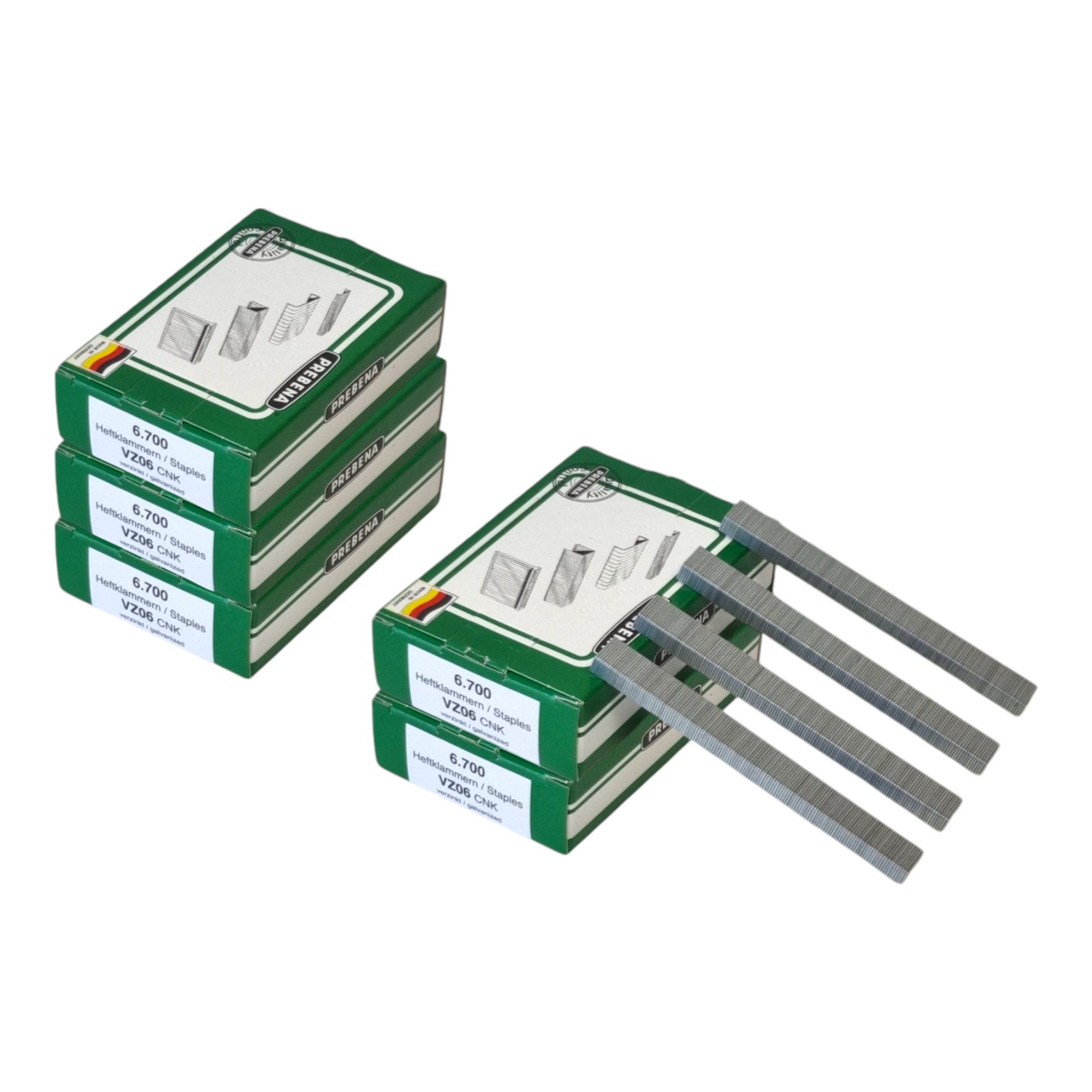 Prebena Krampen 5x VZ06CNK Heftklammer 10,5 x 6 mm Typ VZ 33500 Stück Stahl verzinkt