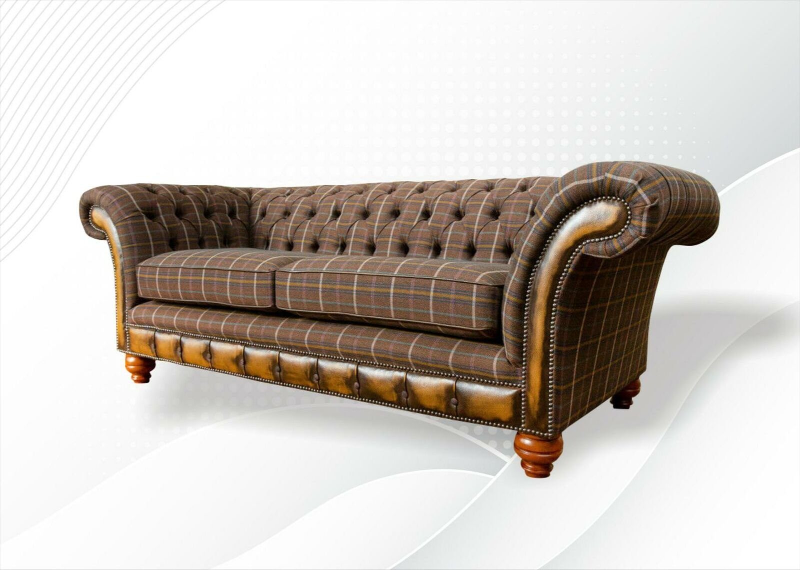 3-er Chesterfield-Sofa Neu Couch moderner Chesterfield Brauner Sofa, Europe Dreisitzer in Made JVmoebel