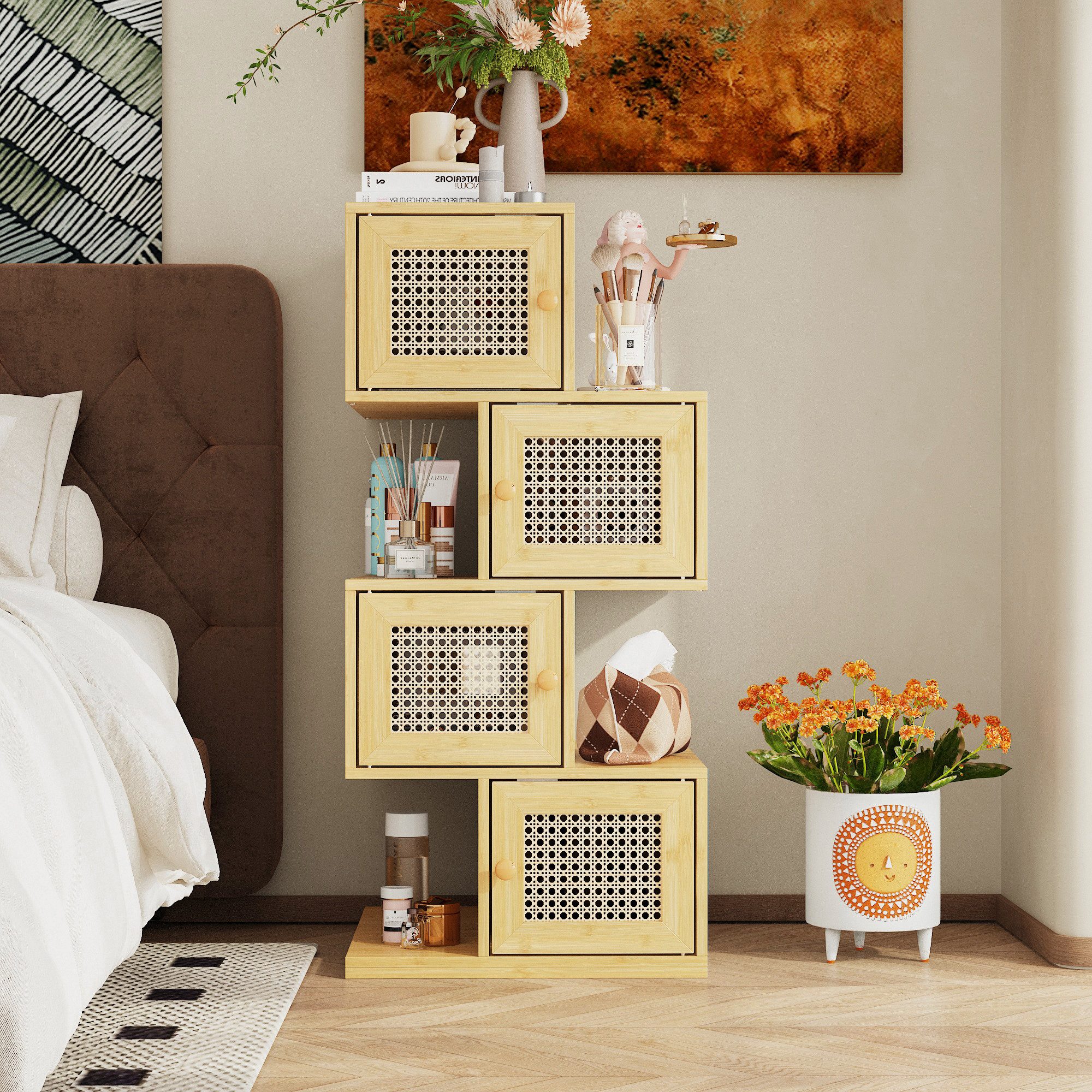 FUFU&GAGA Sideboard Bücherregale, DIY Nachttisch mit 4 Türen günstig online kaufen