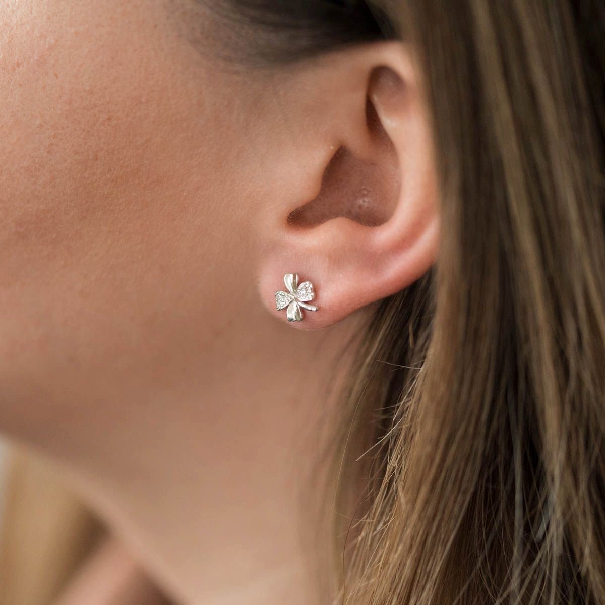 Materia Paar Ohrstecker Kleeblatt vierblättrig Zirkonia weiß SO-77, 925 Ste günstig online kaufen