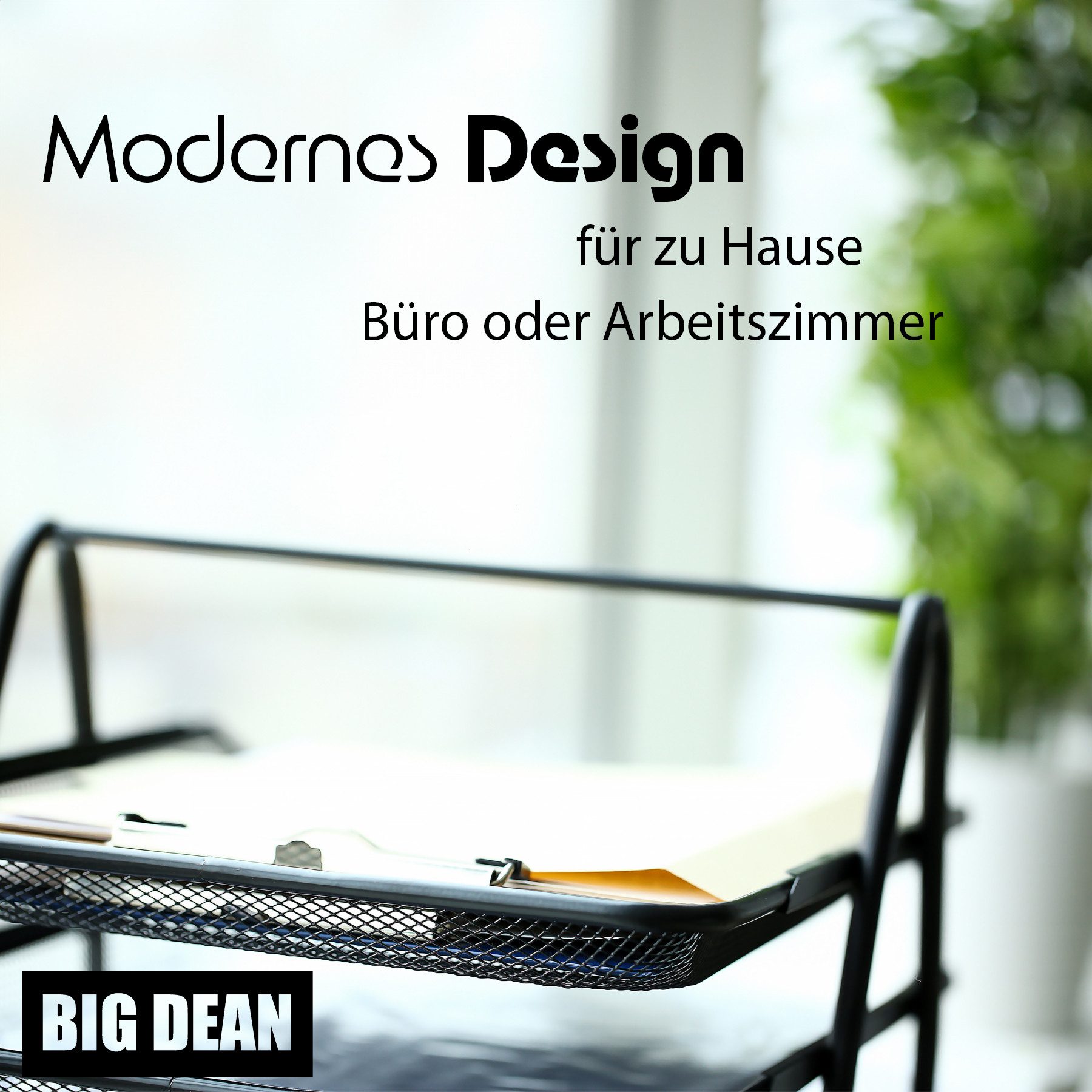 BigDean Briefablage Dokumentenablage ausziehbar schwarz Metall Briefablage mit 3 Fächer (Packung, 1-St., Ablage), Schreibtisch Ordnung, Papierablage