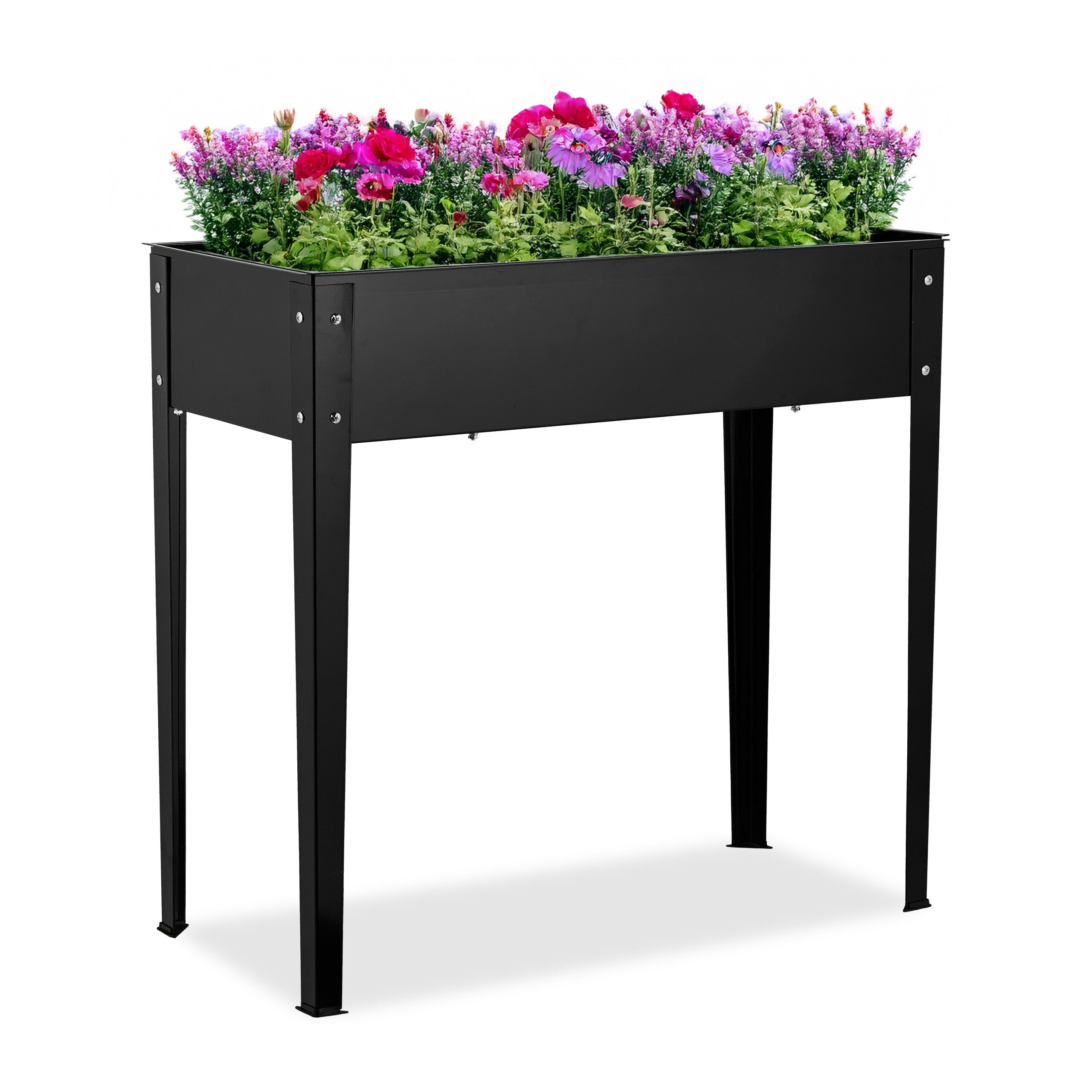 relaxdays Hochbeet Schwarzes Hochbeet aus Metall (1 St)