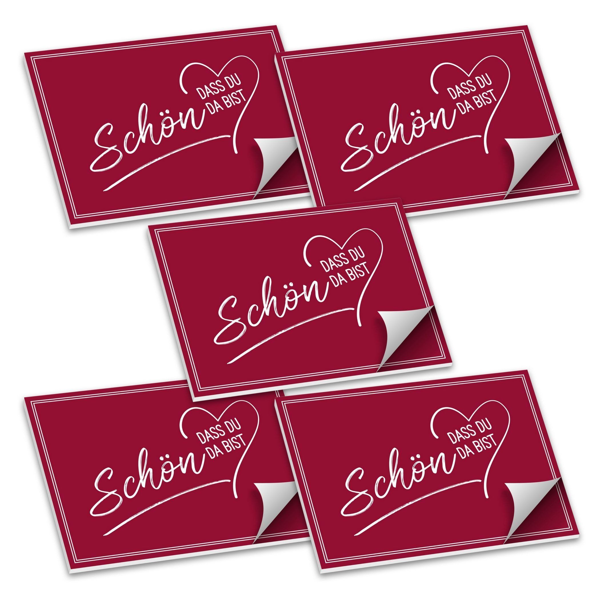 itenga Platzset ITENGA Tischset A3 5er Set Schön dass du da bist V2 bordeaux rot