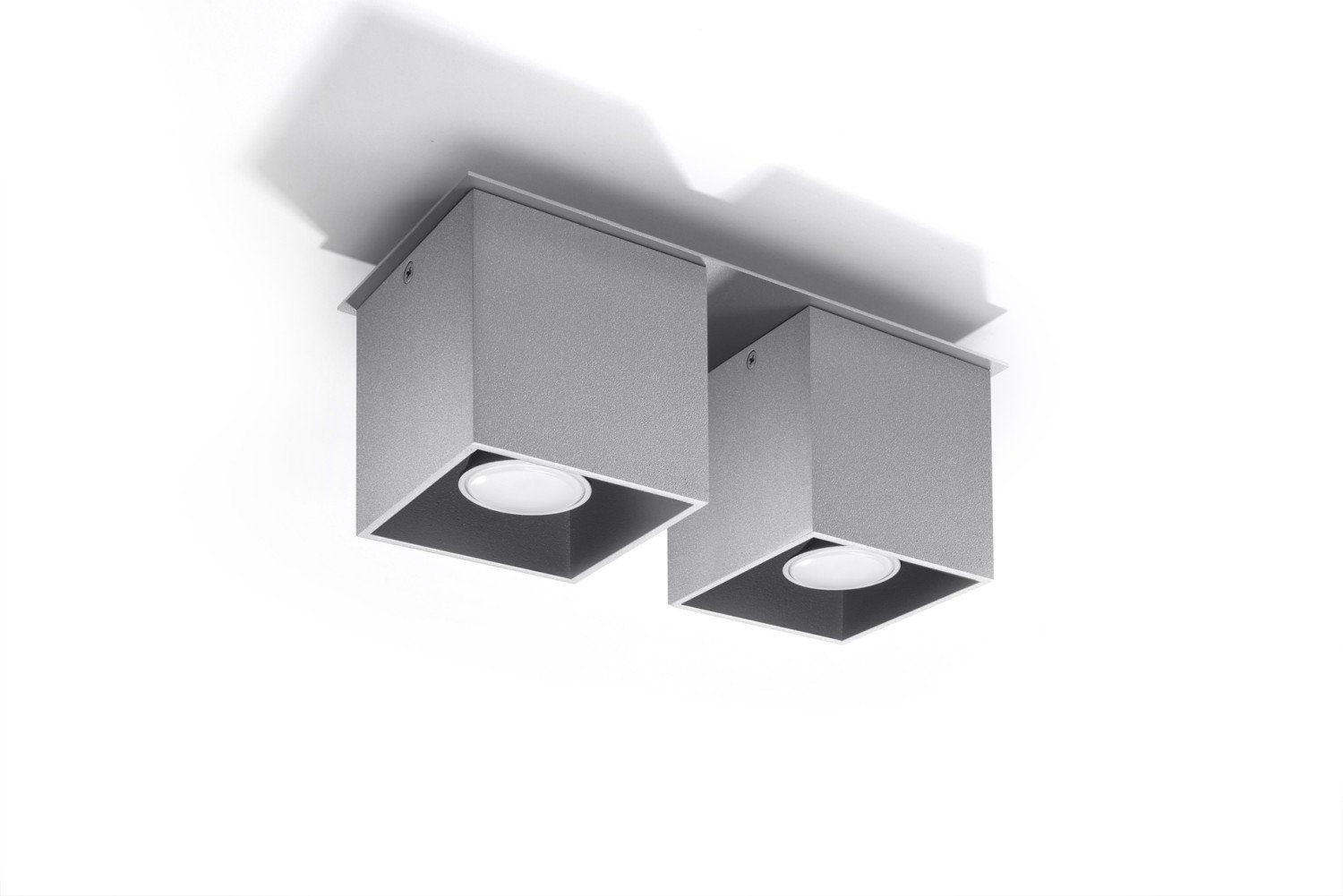 Licht-Erlebnisse Deckenleuchte GEO, ohne Leuchtmittel, Deckenlampe Grau Bauhaus Aluminium 2-flmg rechteckig Schirm Küche Flur