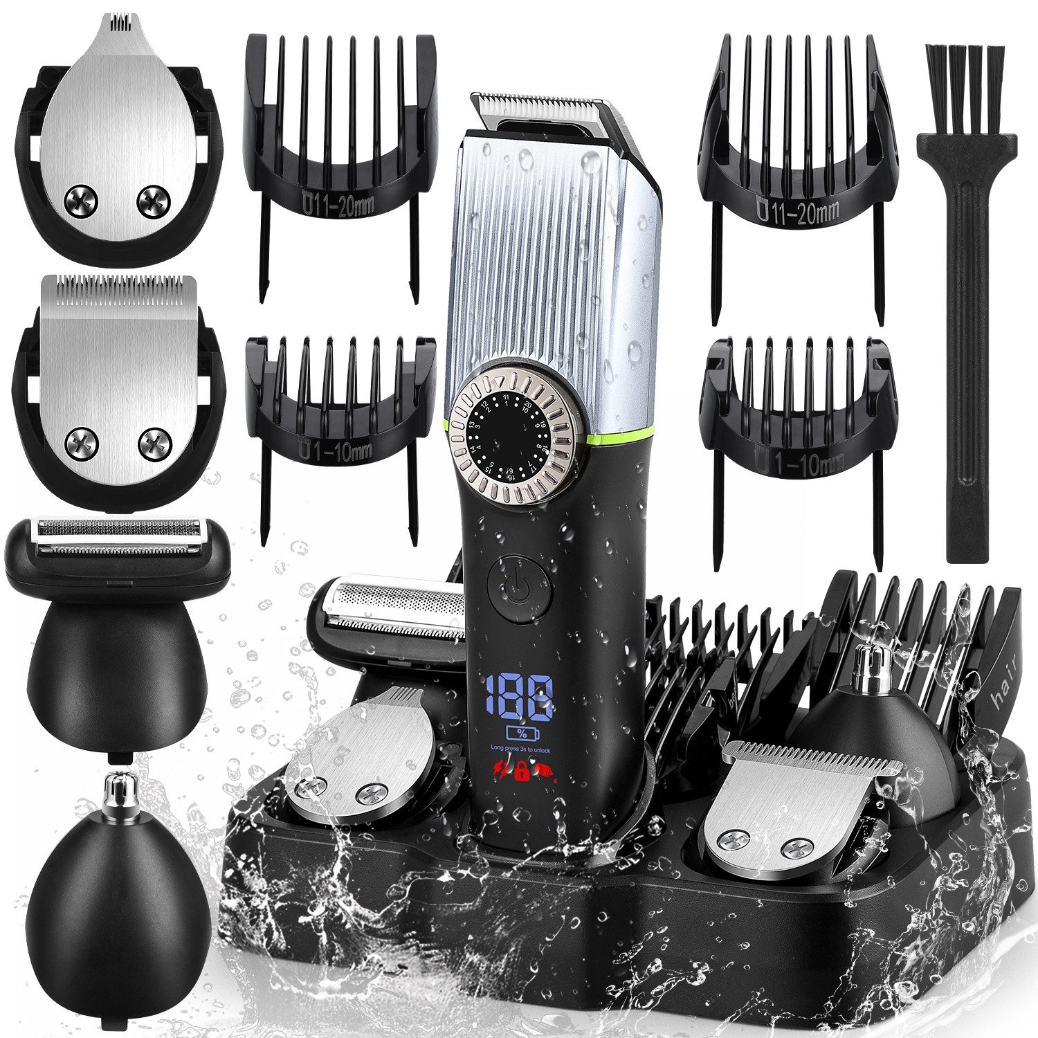 CkeyiN Pro Haar- und Bartschneider Haarschneidemaschine,Multifunktionstrimmer,150 Min Akkulaufzeit, LED-Anzeige, IPX6 wasserdicht,39 präzise Einstellstufen