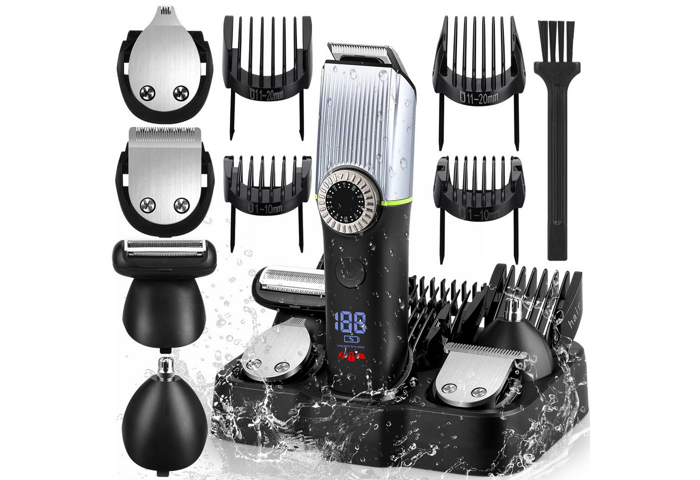 CkeyiN Pro Haar- und Bartschneider Haarschneidemaschine,Multifunktionstrimmer,150 Min Akkulaufzeit, LED-Anzeige, IPX6 wasserdicht,39 präzise Einstellstufen