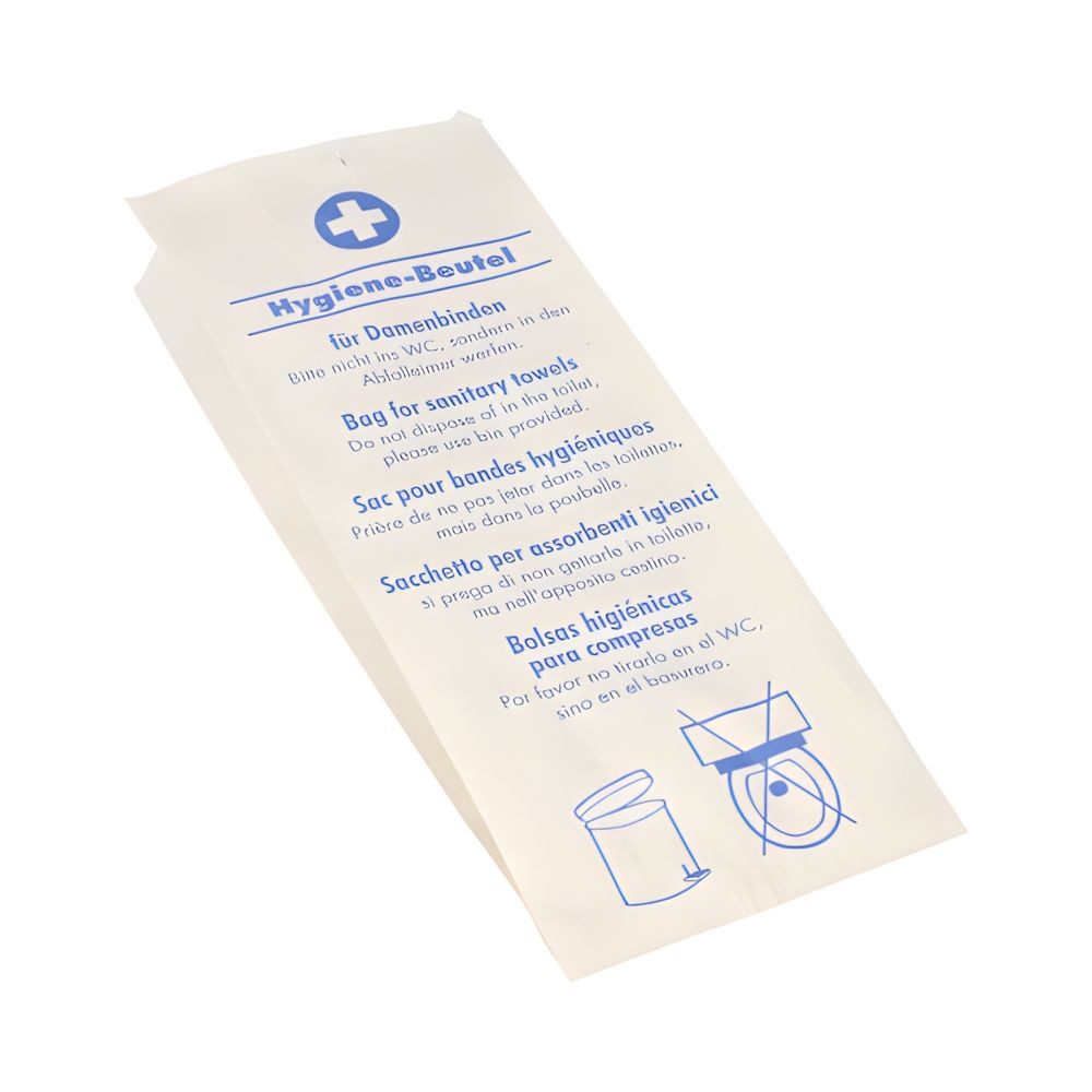 PAPSTAR Müllbeutel Hygienebeutel 28 cm x 11 cm x 5,5 cm weiss bedruckt 1000 Stk