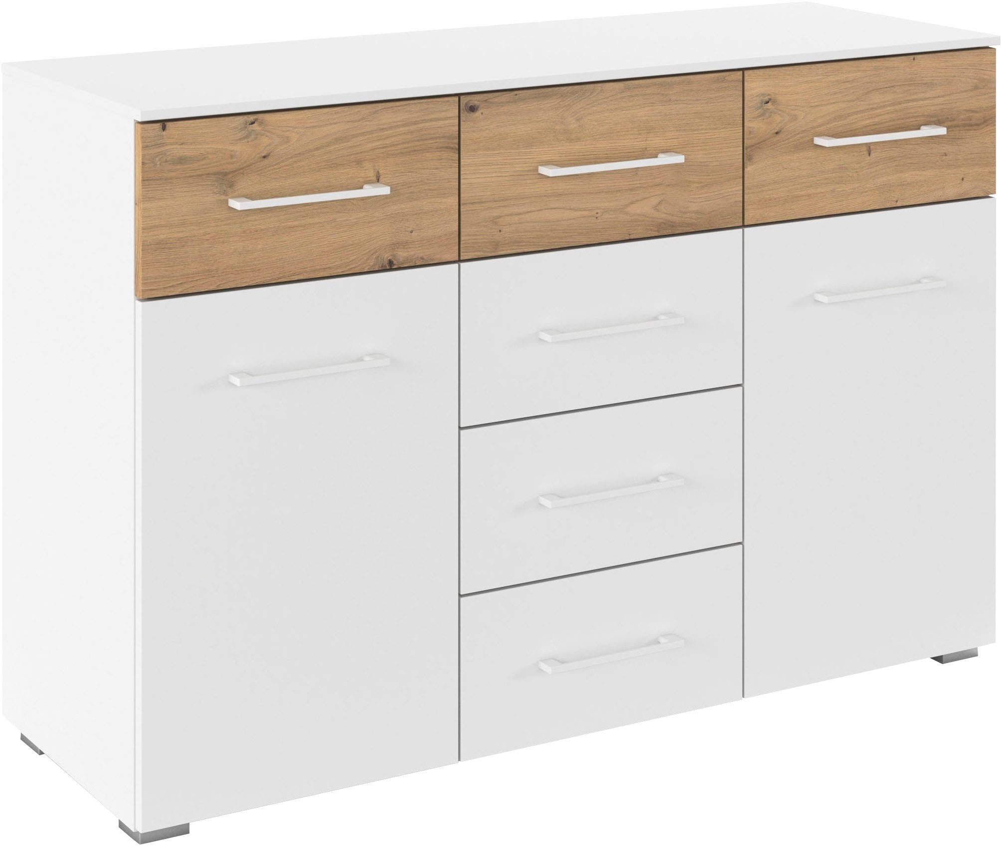rauch Kombikommode Sideboard Kommode Schubladenkommode Türenkommode BOSTON-EXTRA (B/H/T: 120/81/42 cm), mit 6 geräumigen Schubladen, Einlegeböden verstellbar MADE IN GERMANY