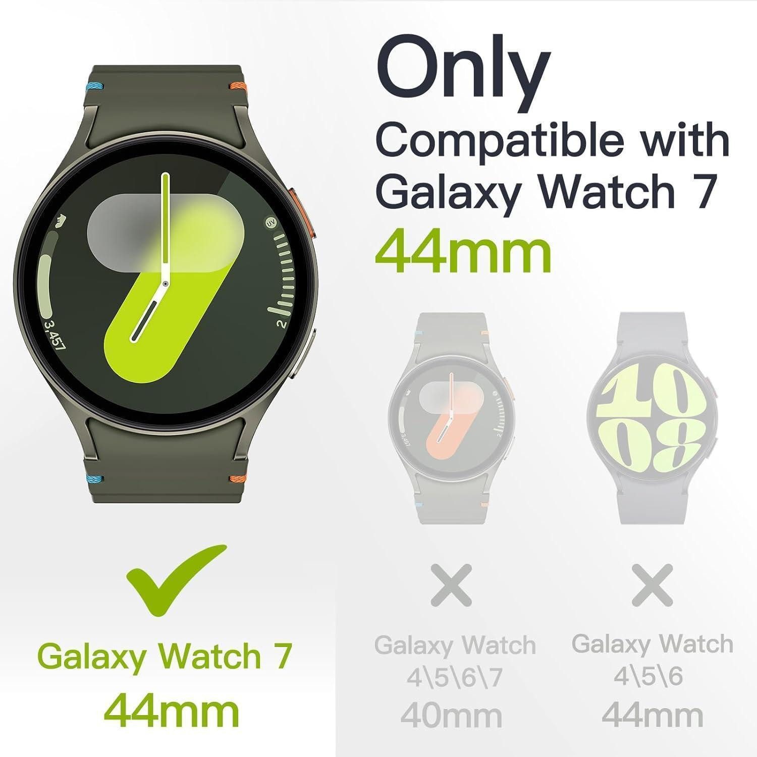 LuxusKollektion Smartwatch-Hülle Schutzhülle mit gehärtetem Glas für Samsung Galaxy Watch 7 44mm, 2er