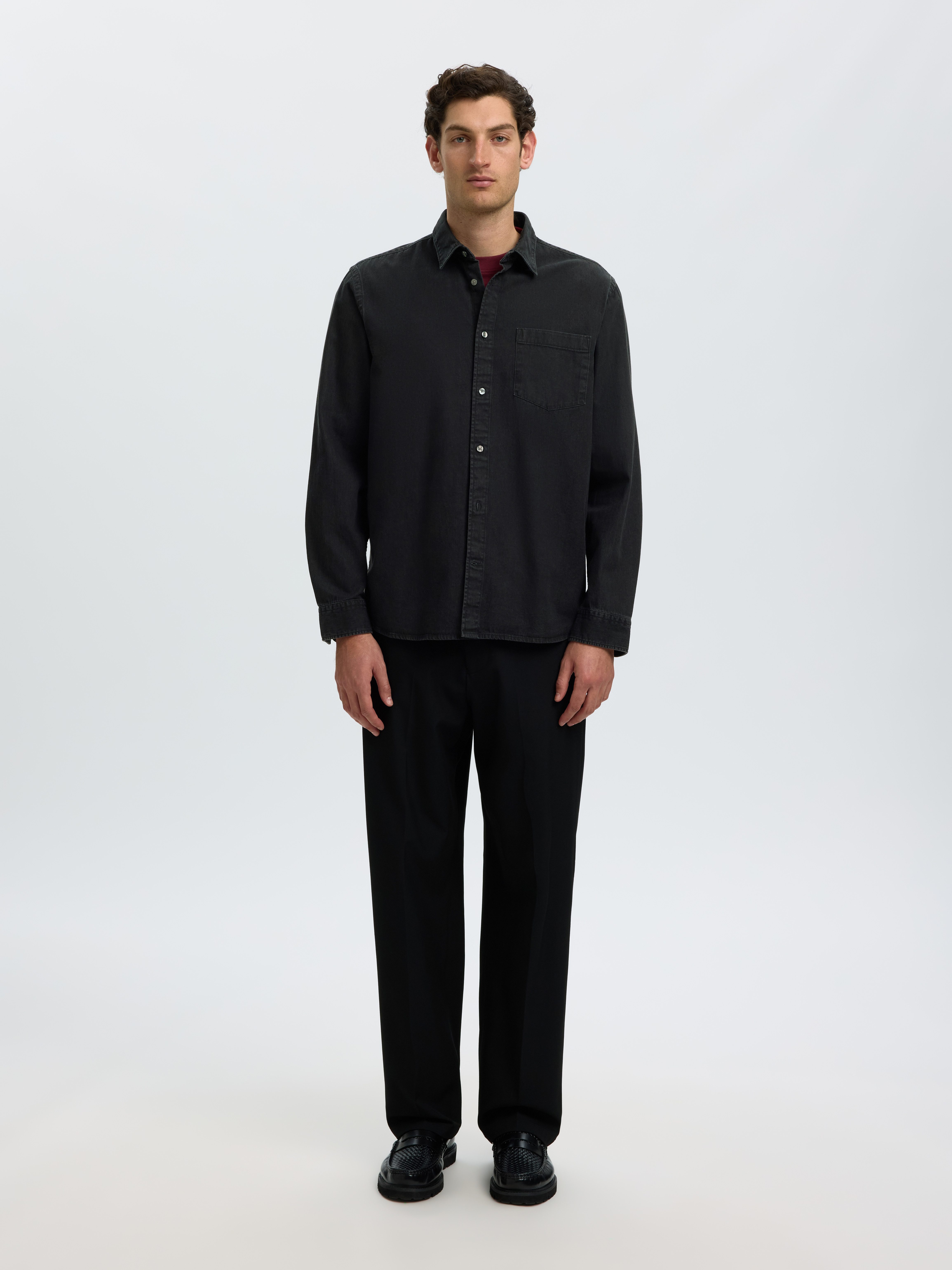 Selected Langarmhemd SLHREGCARLO DENIM LS SHIRT NOOS Baumwolle, regular fit